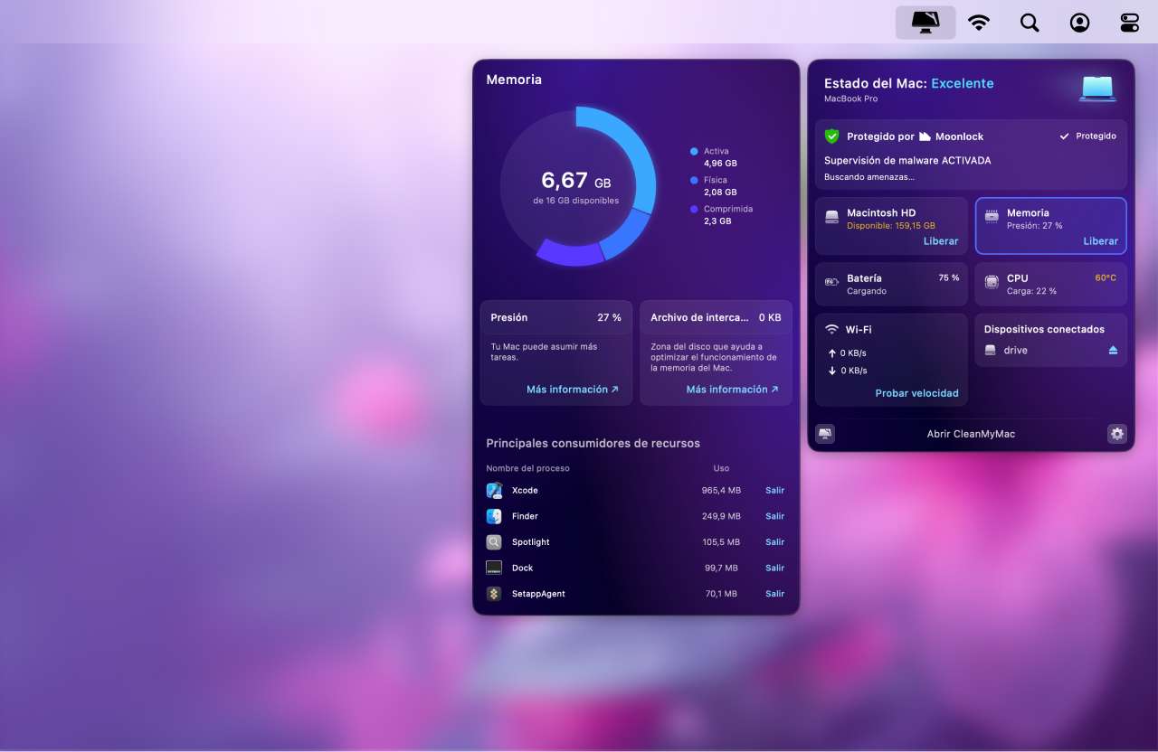 Procesos de alto consumo - CleanMyMac