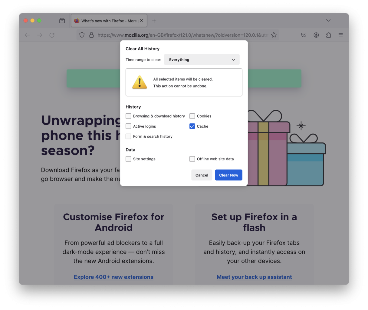 Firefox에서 캐시를 삭제하는 방법