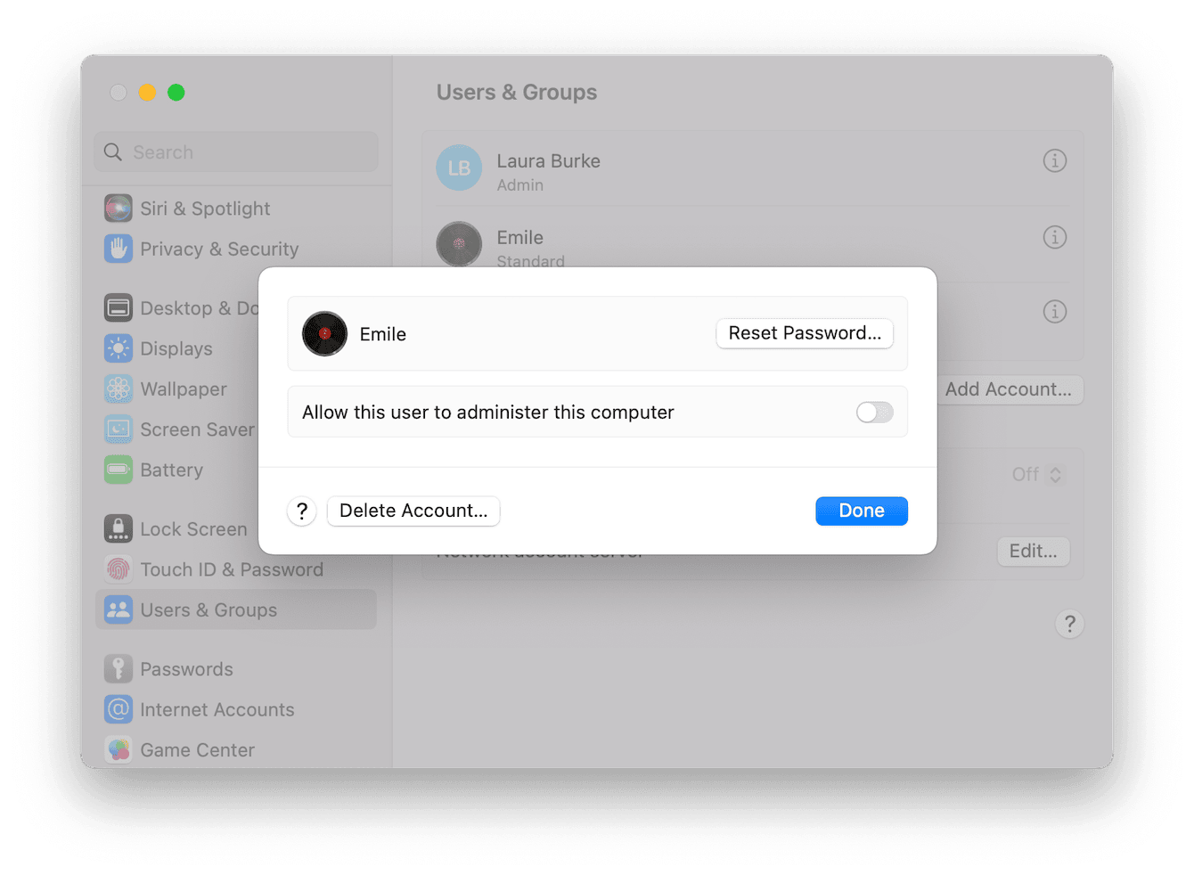 System Settings &ndash; Users & Groups