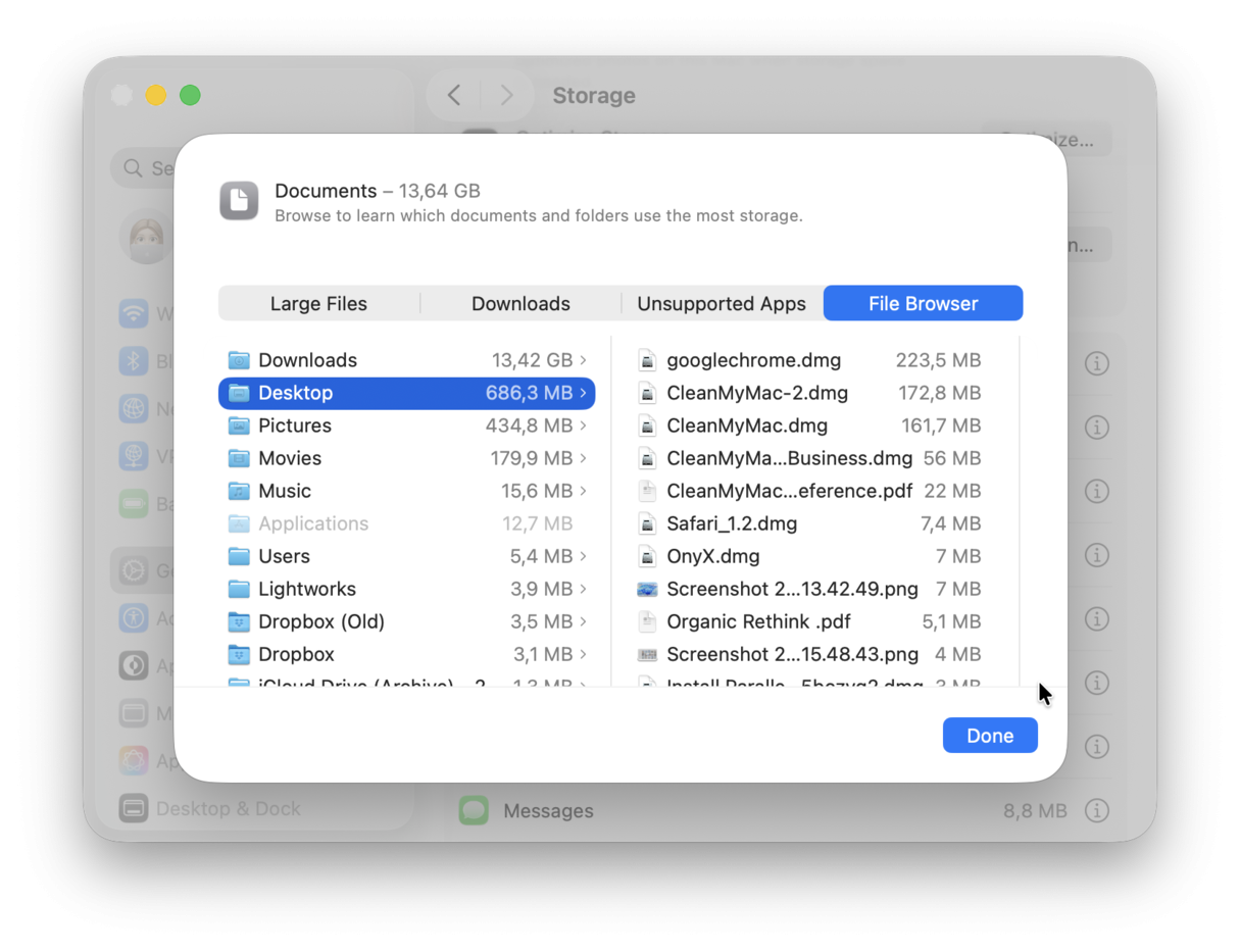 how to delete files via system settings on Mac