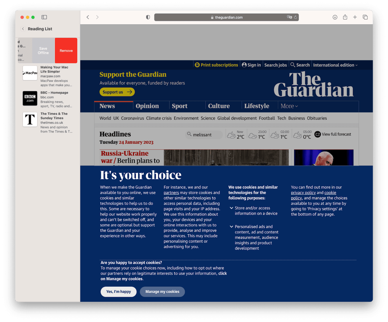 How to edit a reading list on Safari