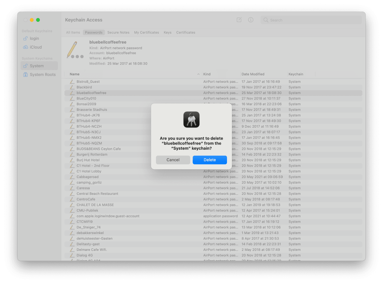 How to remove a password from Keychain