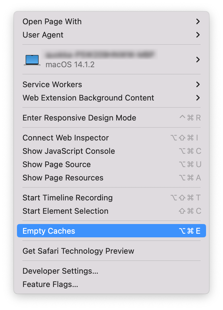 캐시 비우기를 클릭합니다