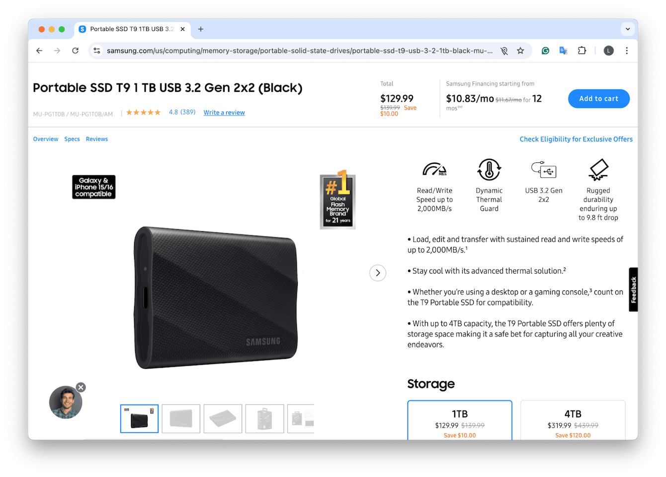 Best portable hard drive: Samsung T9 SSD
