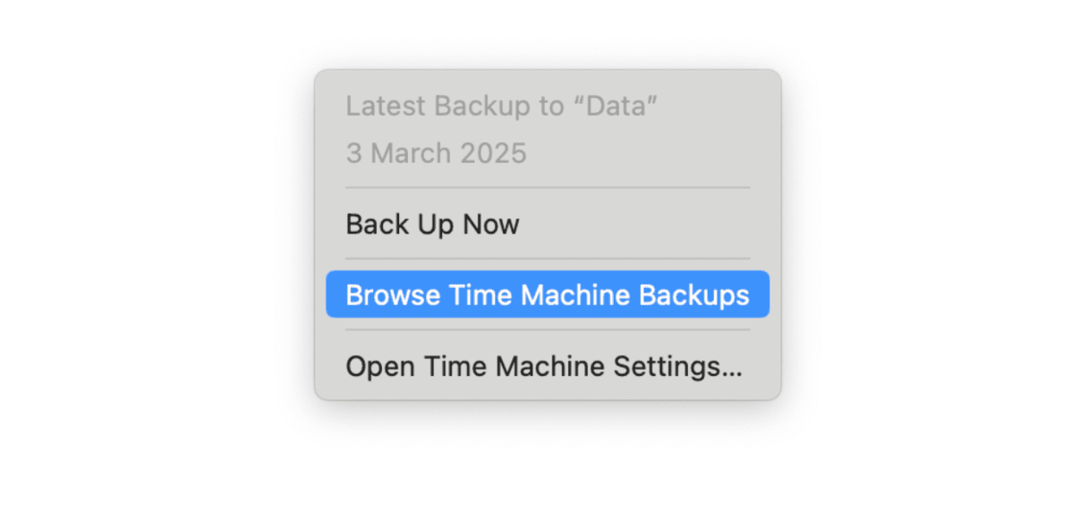 Restore from a Time Machine backup