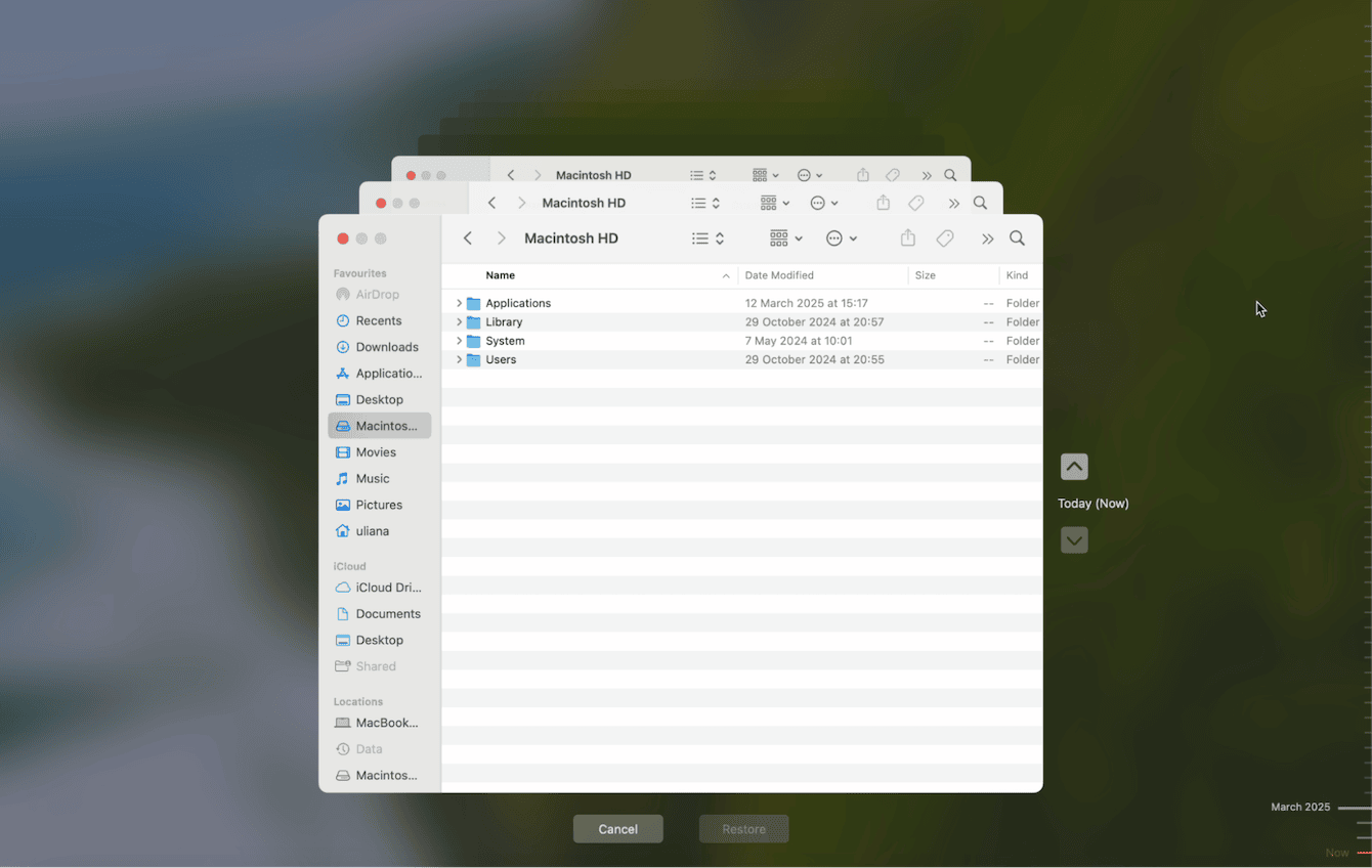 Select the file and click Restore