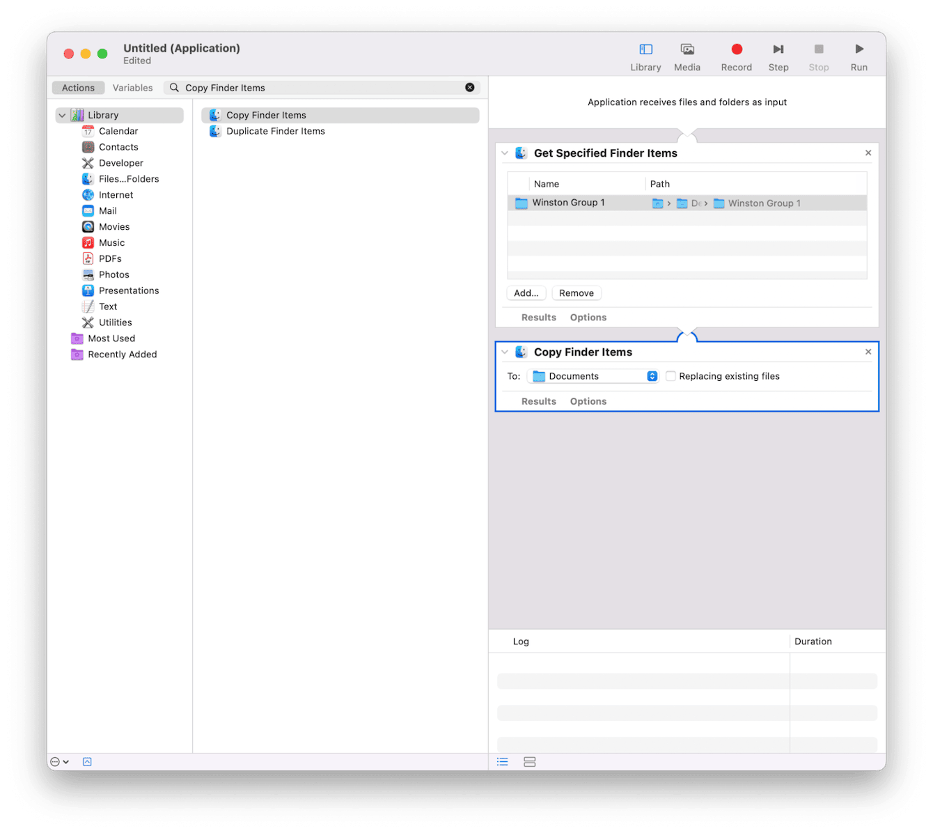 Automator Script for customized backup