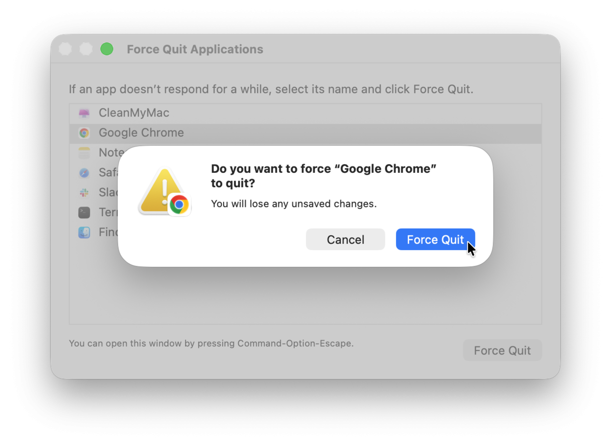 force quit Chrome
