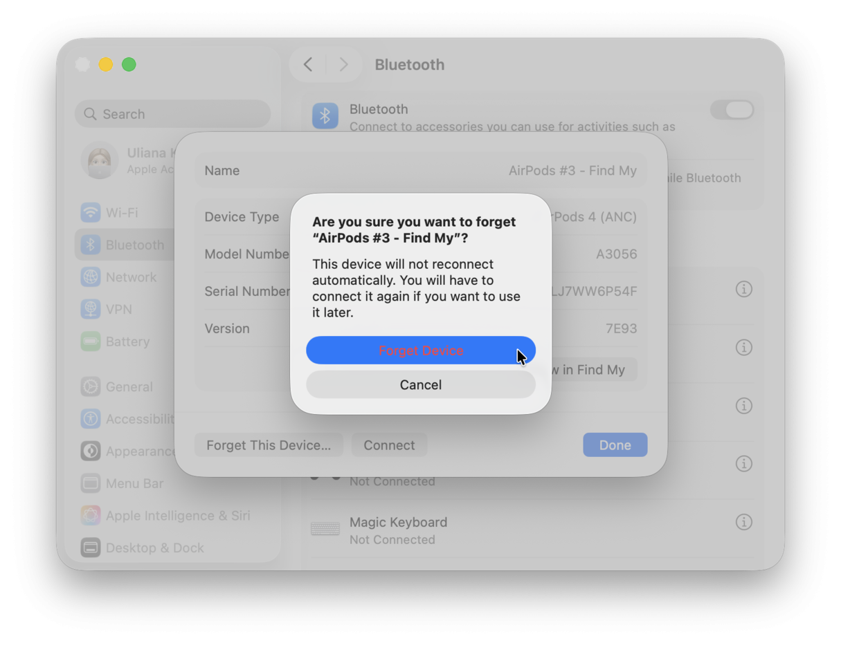 How to forget a Bluetooth device on Mac