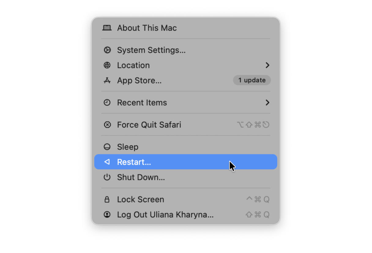 Restart your Mac