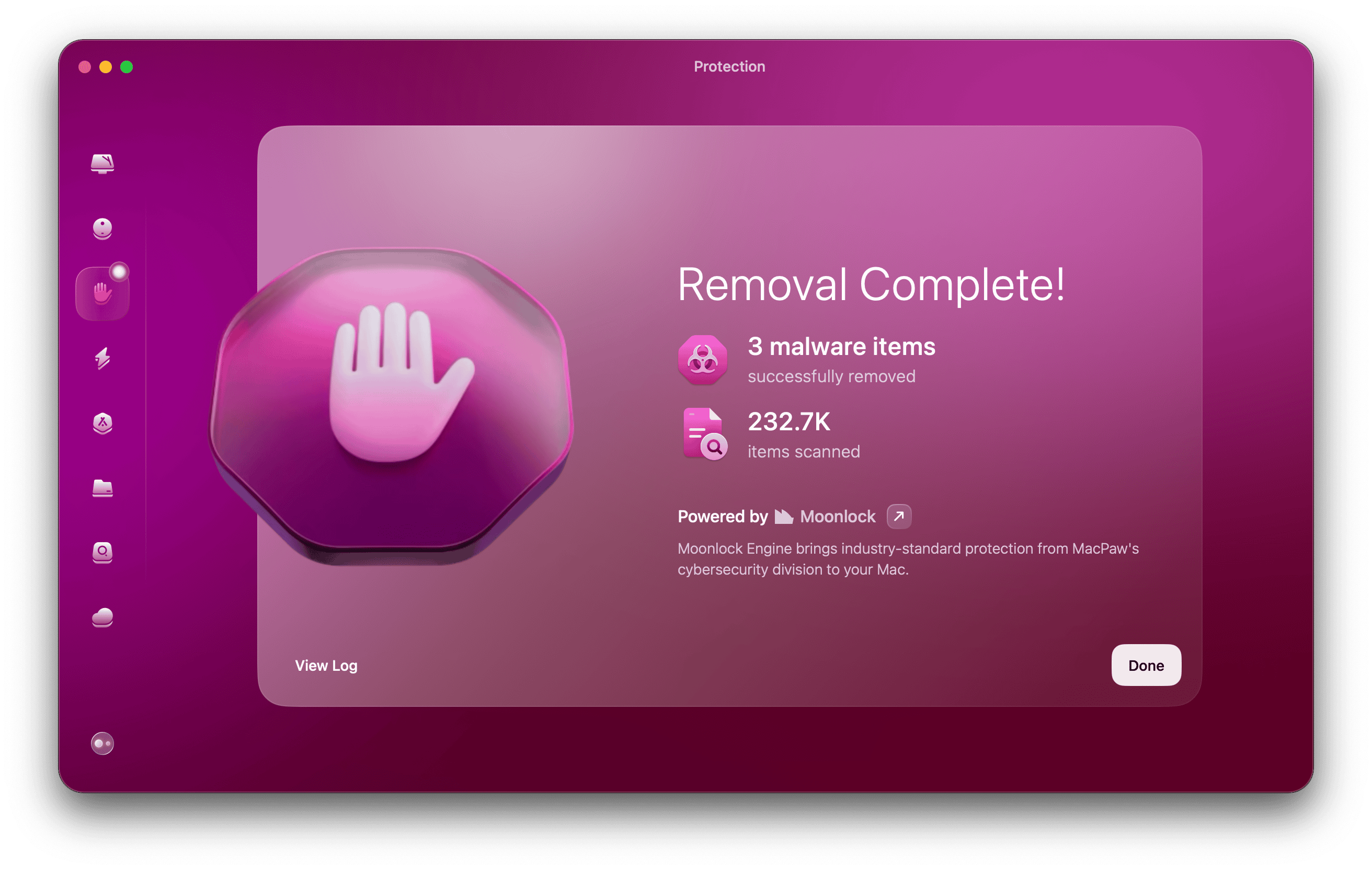 Scan completed in malware removal module of CMM