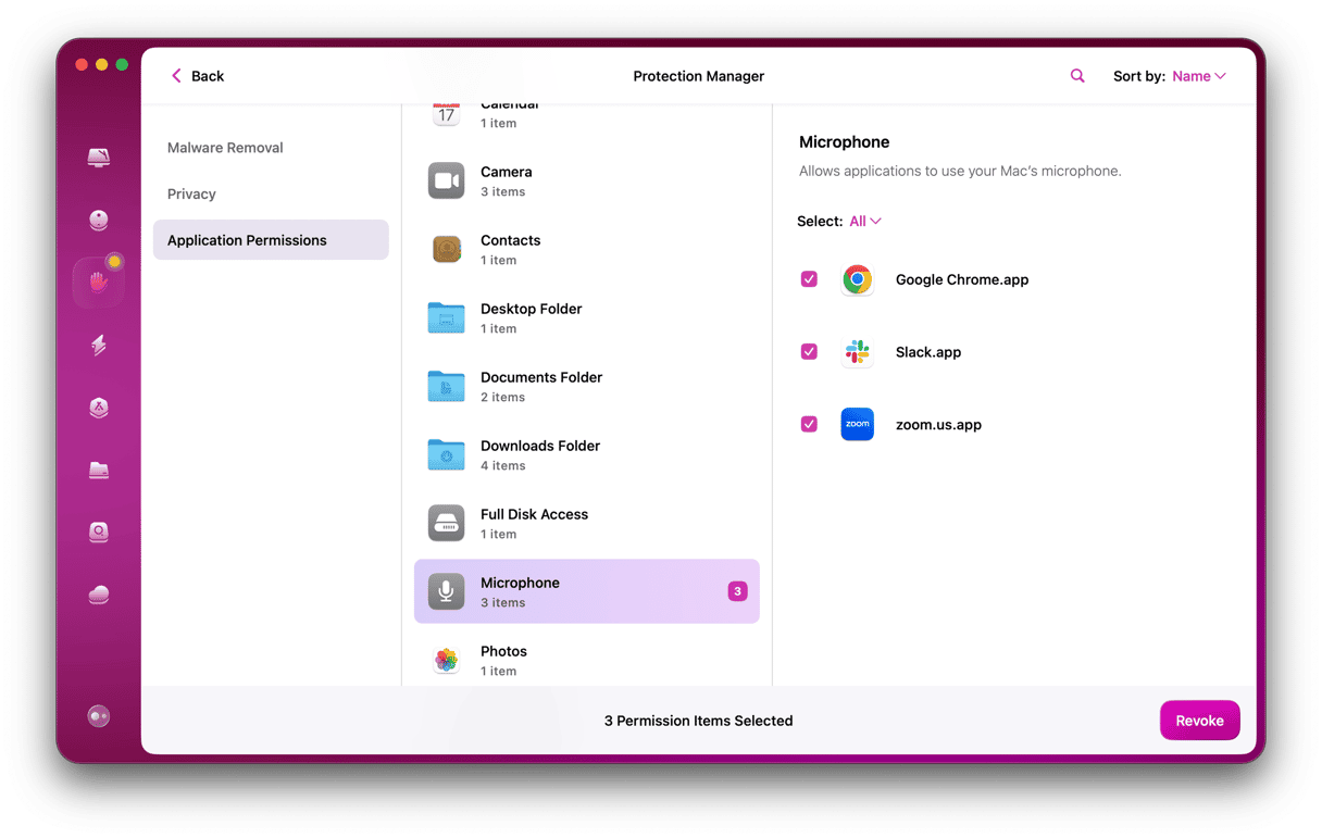 CleanMyMac - Application permissions