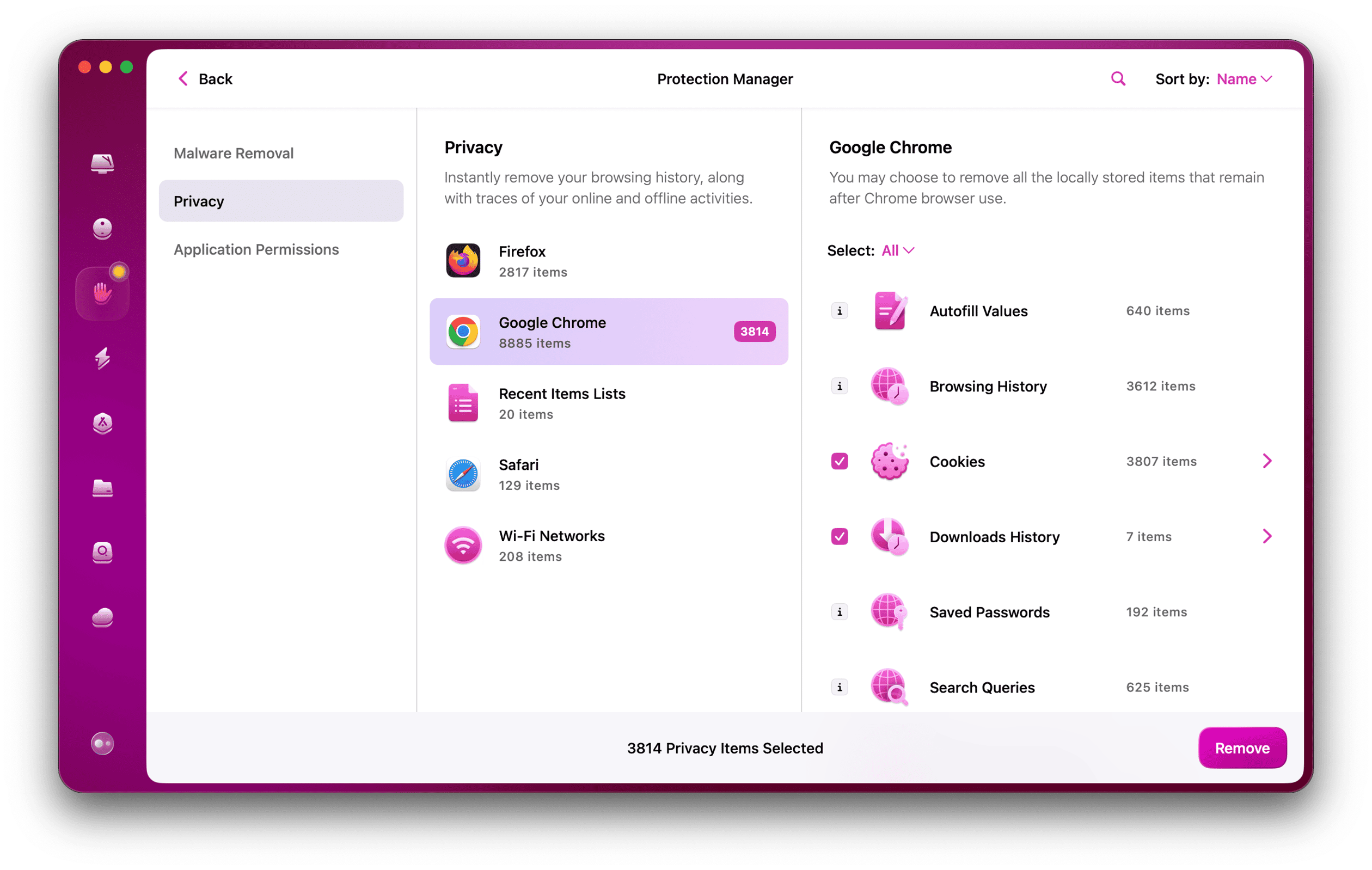 CleanMyMac - Chrome in Protection tab