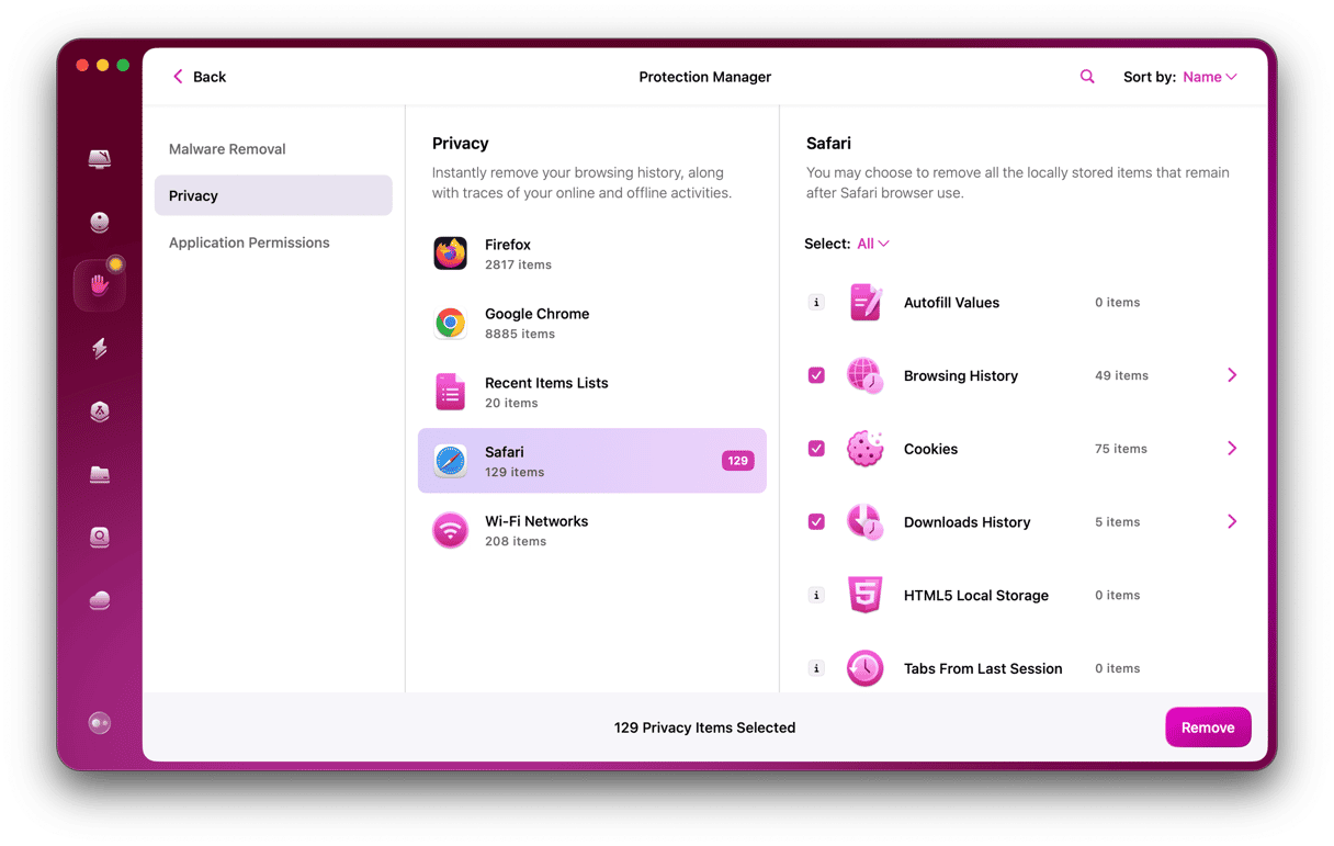 CleanMyMac - Safari in Protection Manager