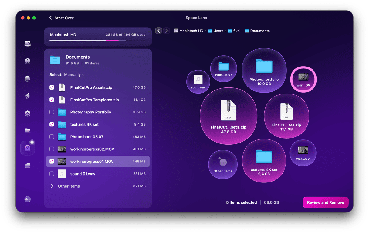 Scan completed in Space lens module in CleanMyMac