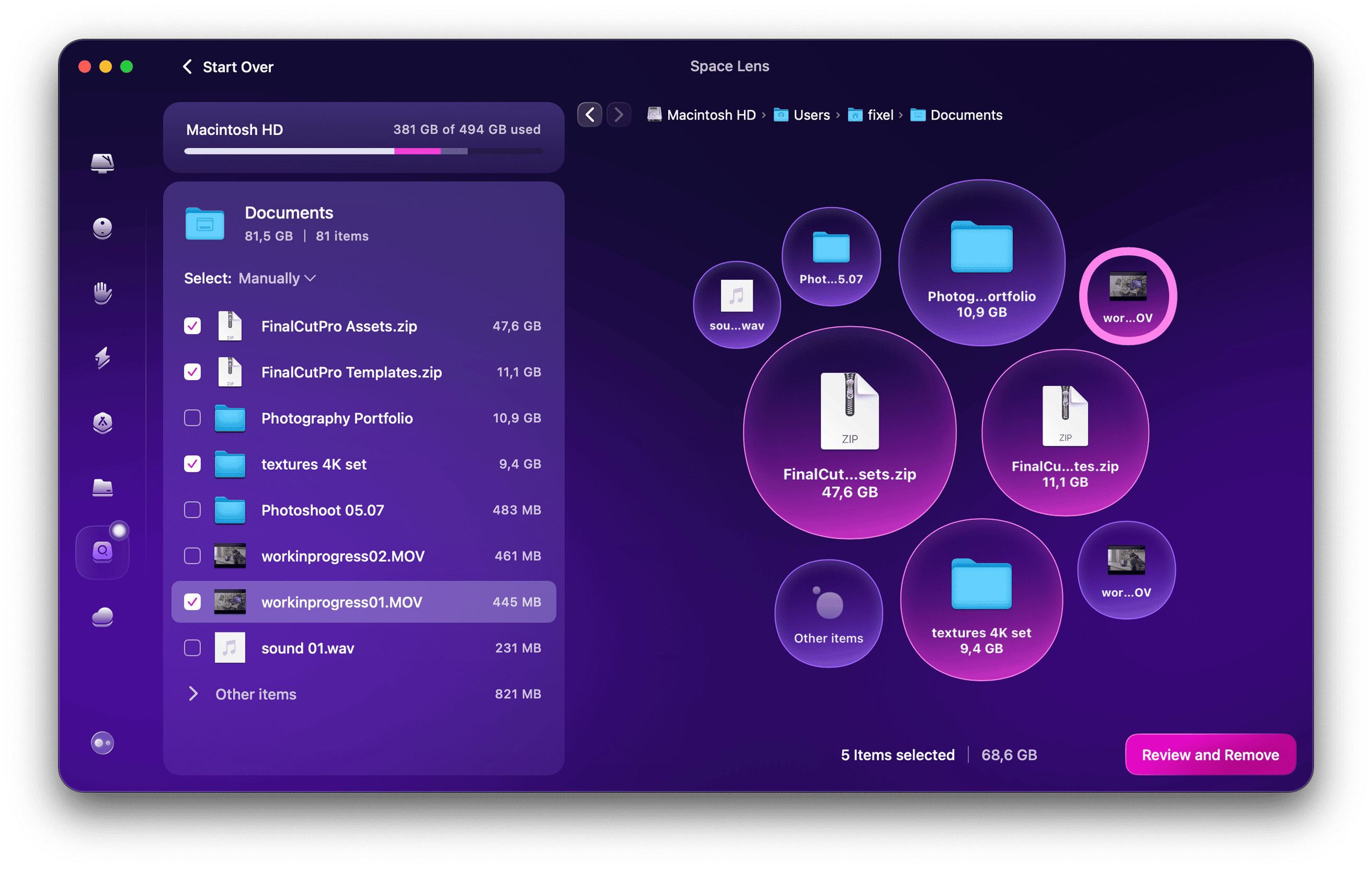 Scan completed in Space lens module in CleanMyMac