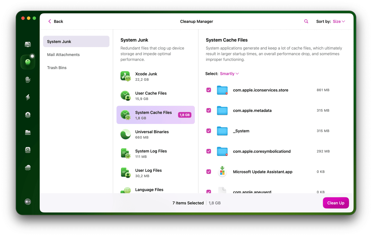 CleanMyMac  - System cache files