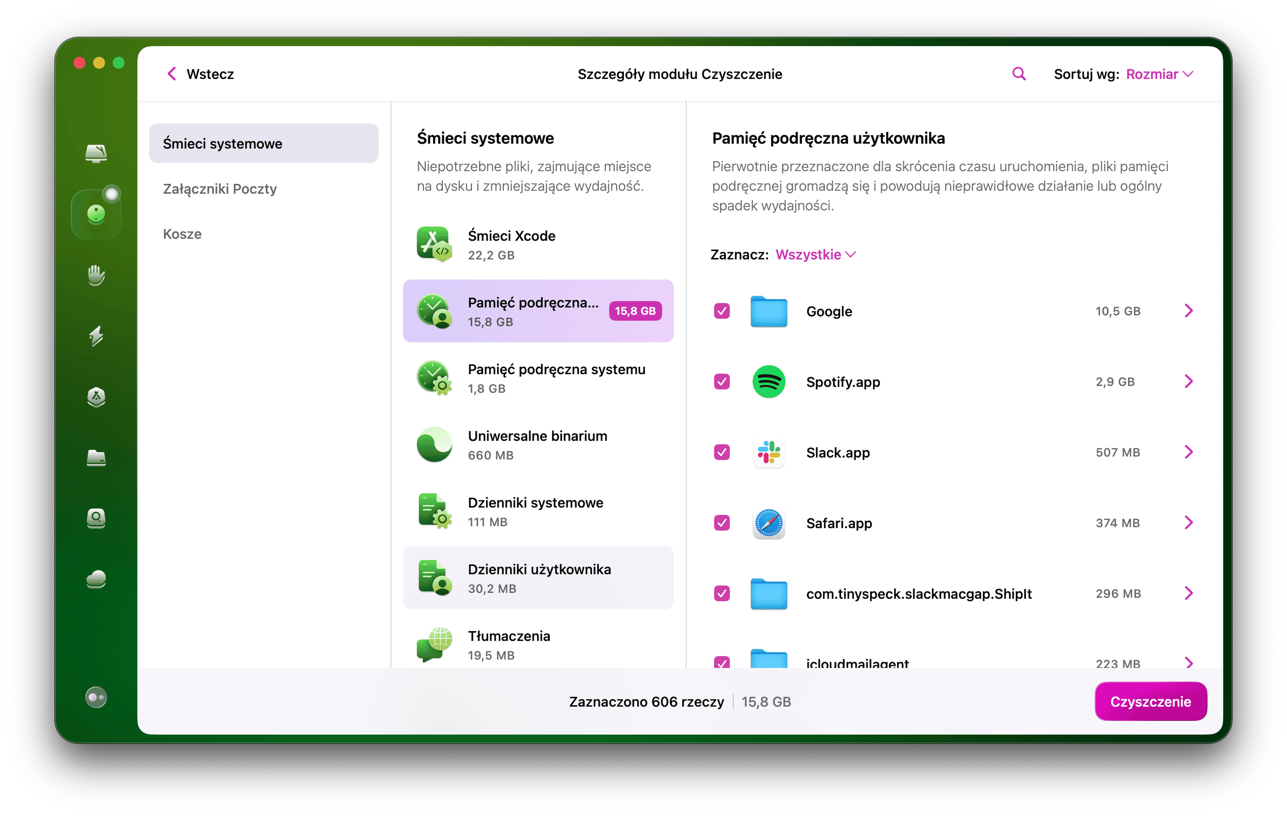 Ogromnym plusem CleanMyMac jest to, że zapewnia pełną kontrolę nad usuwanymi rzeczami
