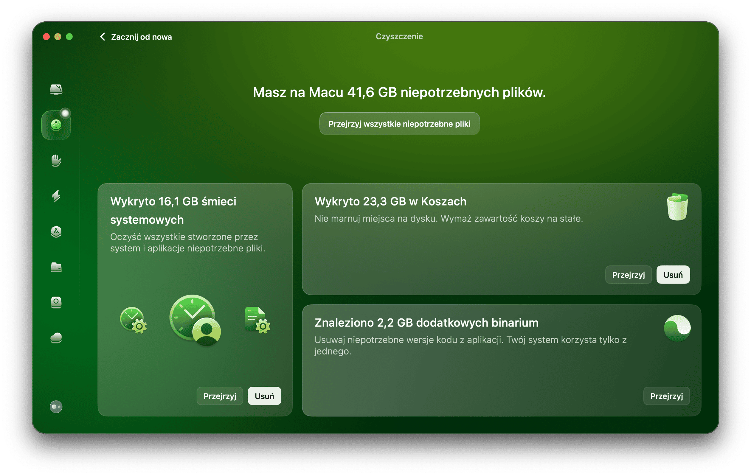 CleanMyMac oferuje szereg potężnych funkcji do optymalizacji i poprawienia wydajności Maca