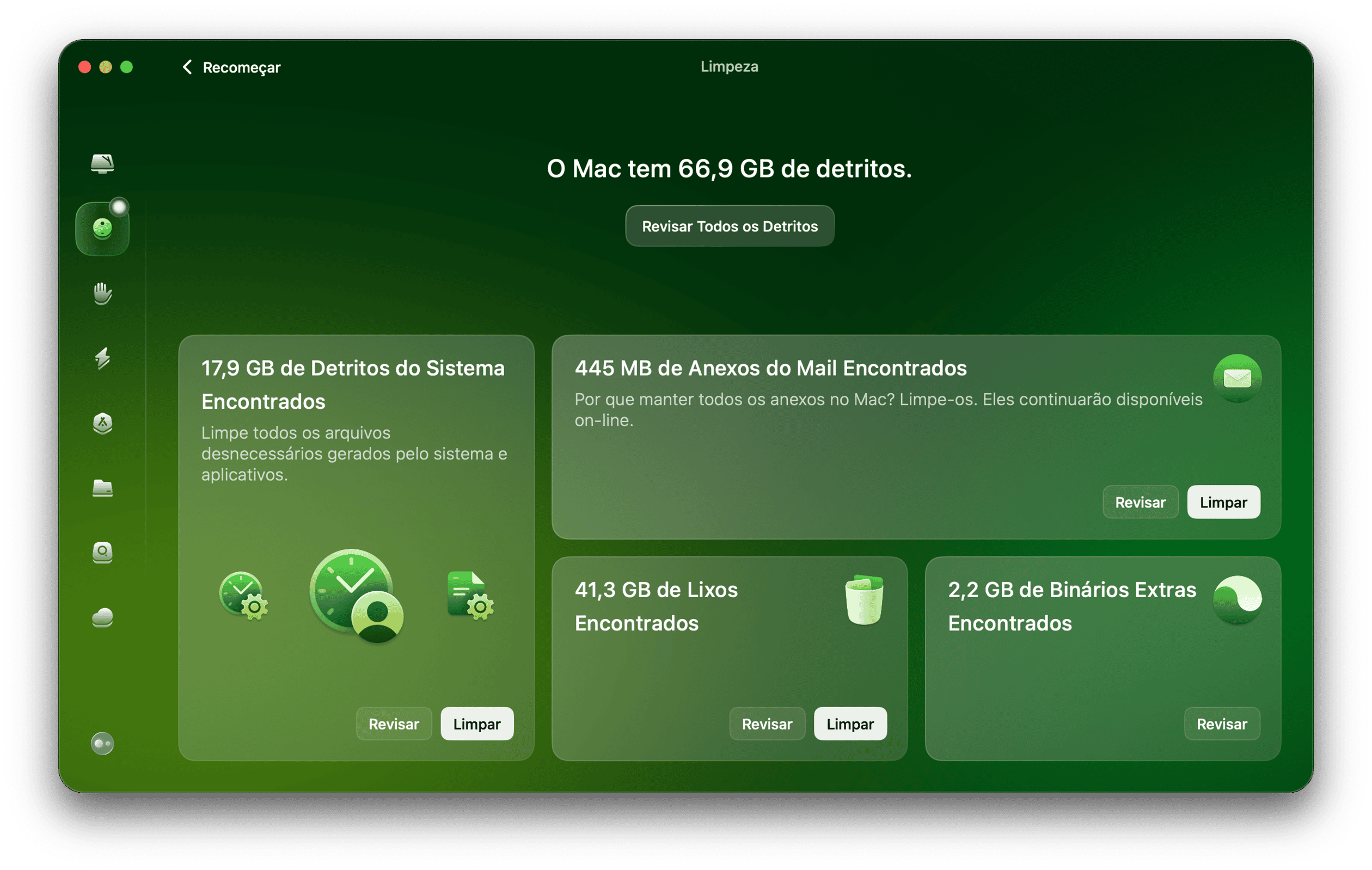 CleanMyMac &ndash; m&oacute;dulo Limpeza