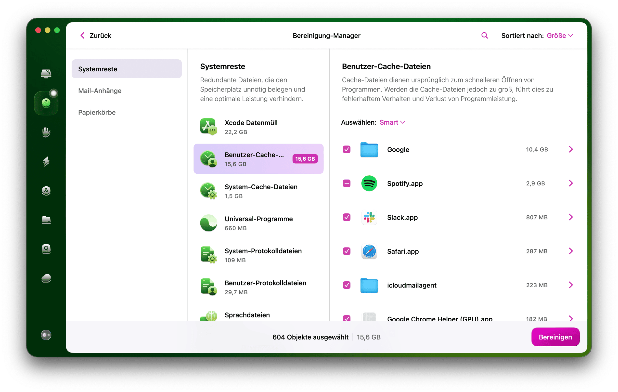 CleanMyMac &ndash; Benutzer-Cache-Dateien