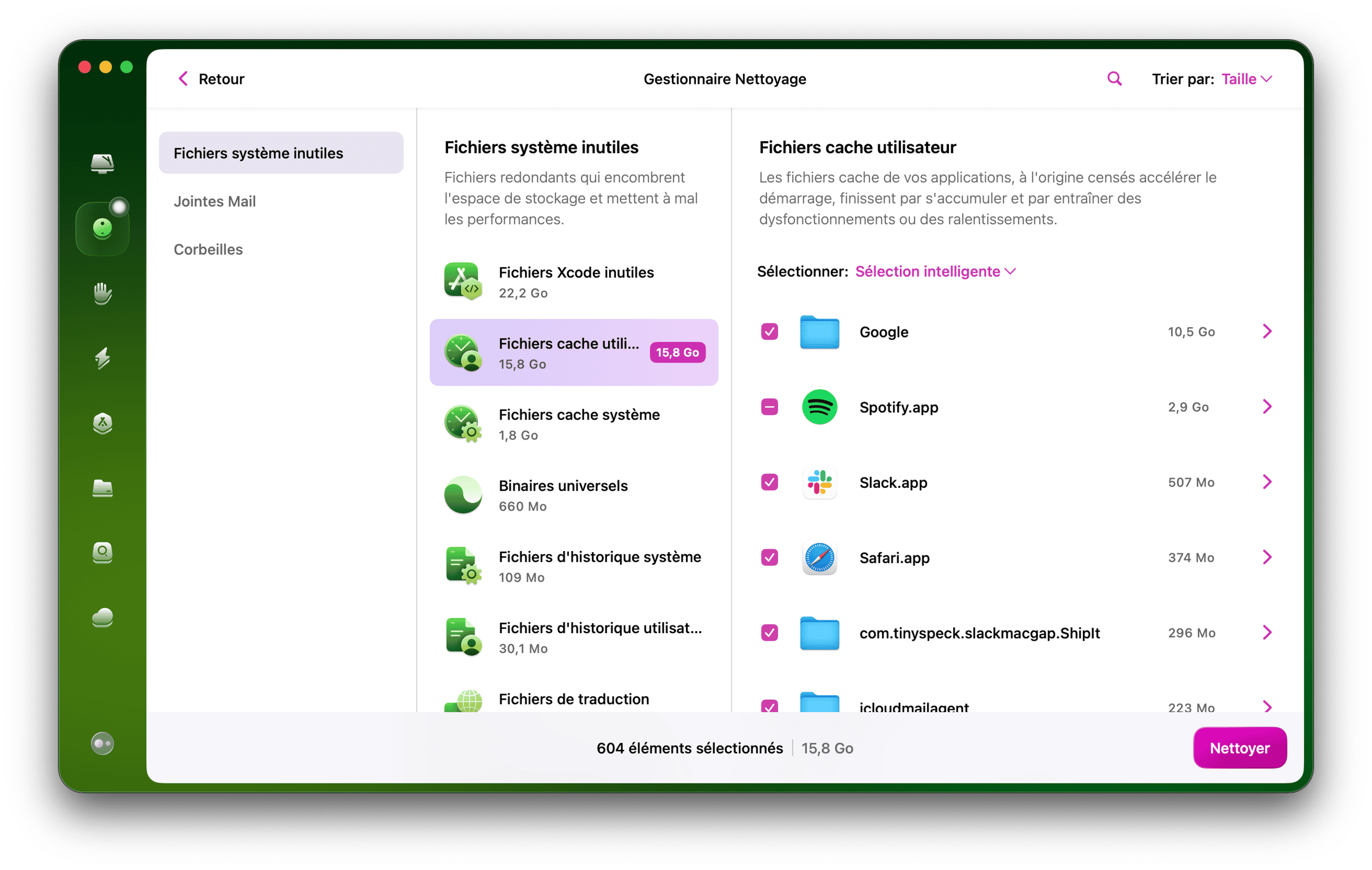 CleanMyMac &ndash; Fichiers cache utilisateur