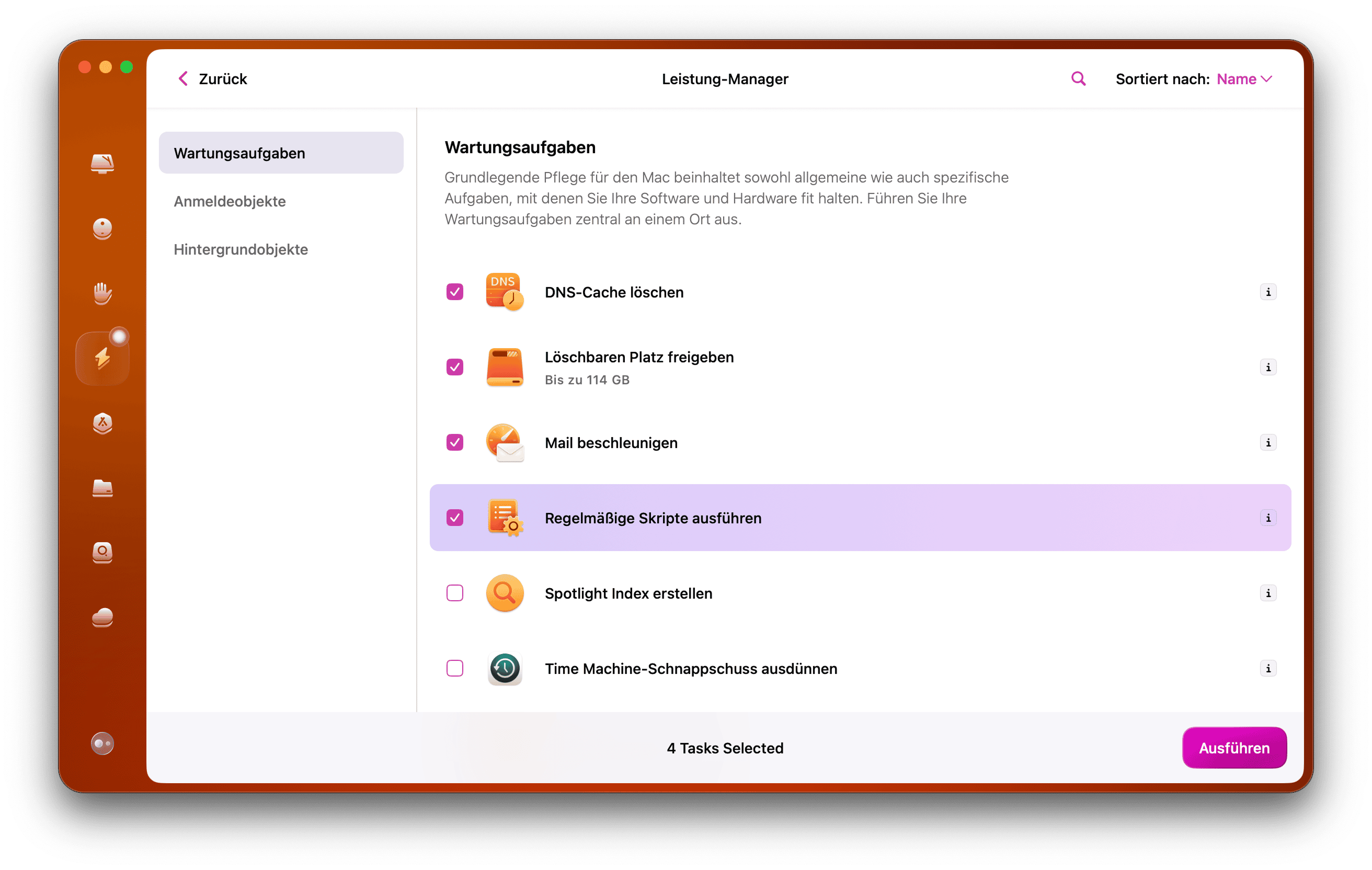Wartungsskripte in CleanMyMac