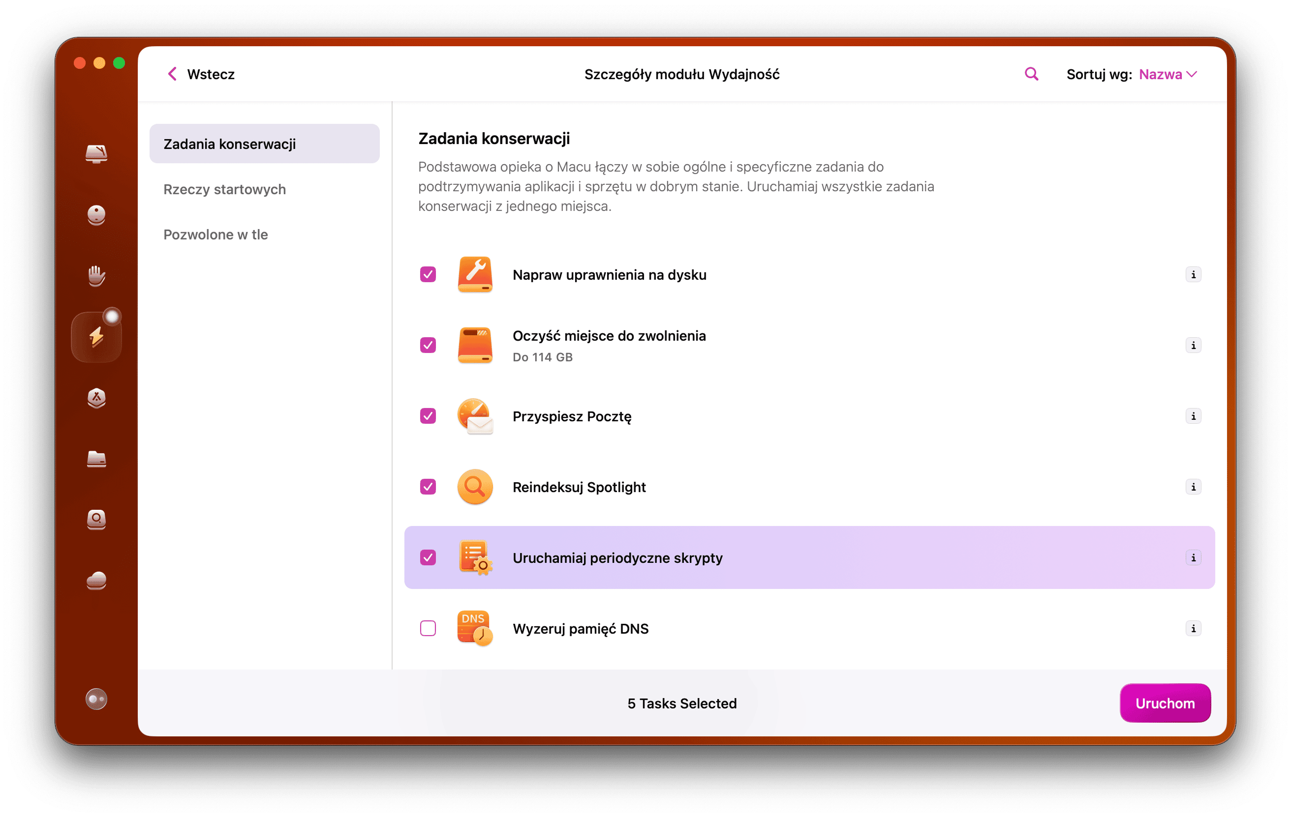 Skrypty konserwacji w CleanMyMac
