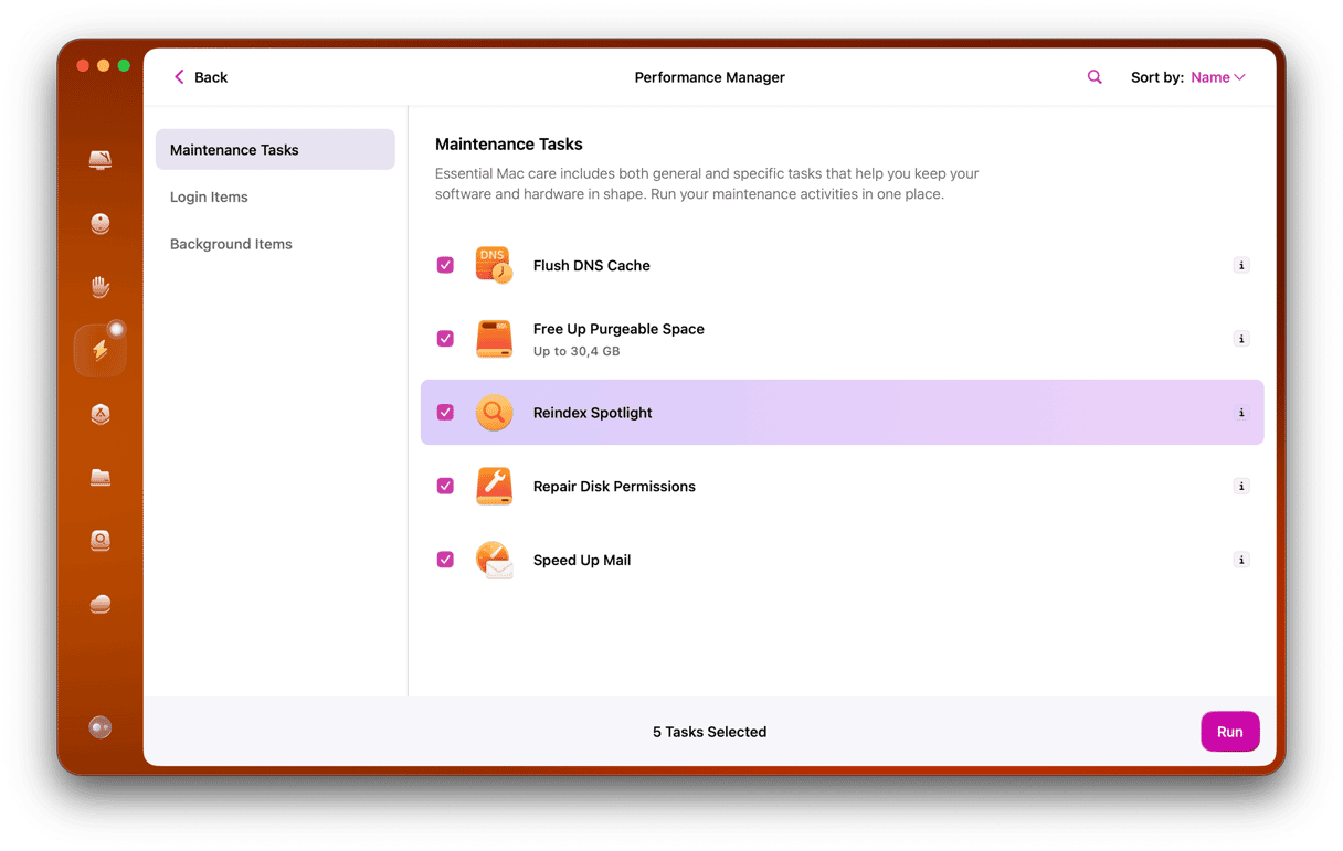 Reindex Spotlight in Maintenance