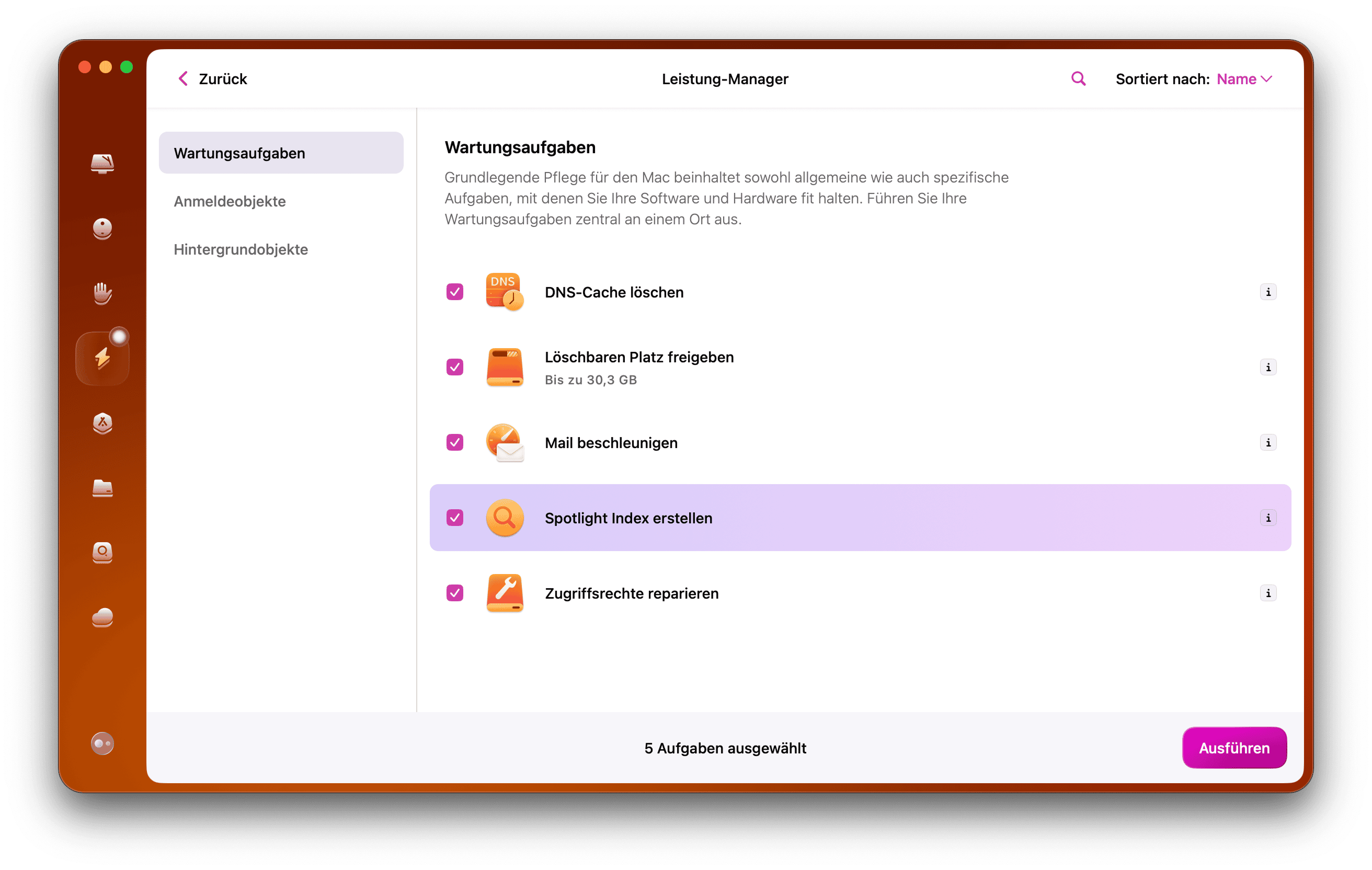 CleanMyMac &ndash; Spotlight Index erstellen