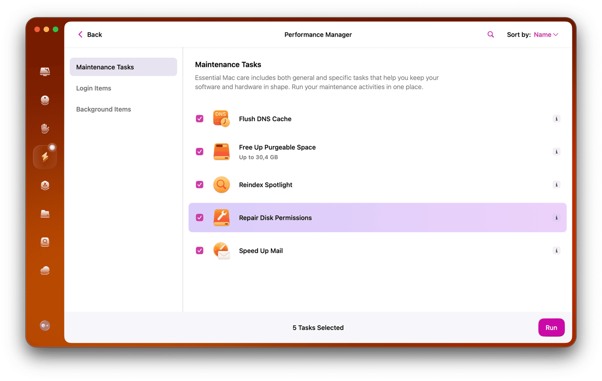 Repair disk permissions in Maintenance module CleanMyMac