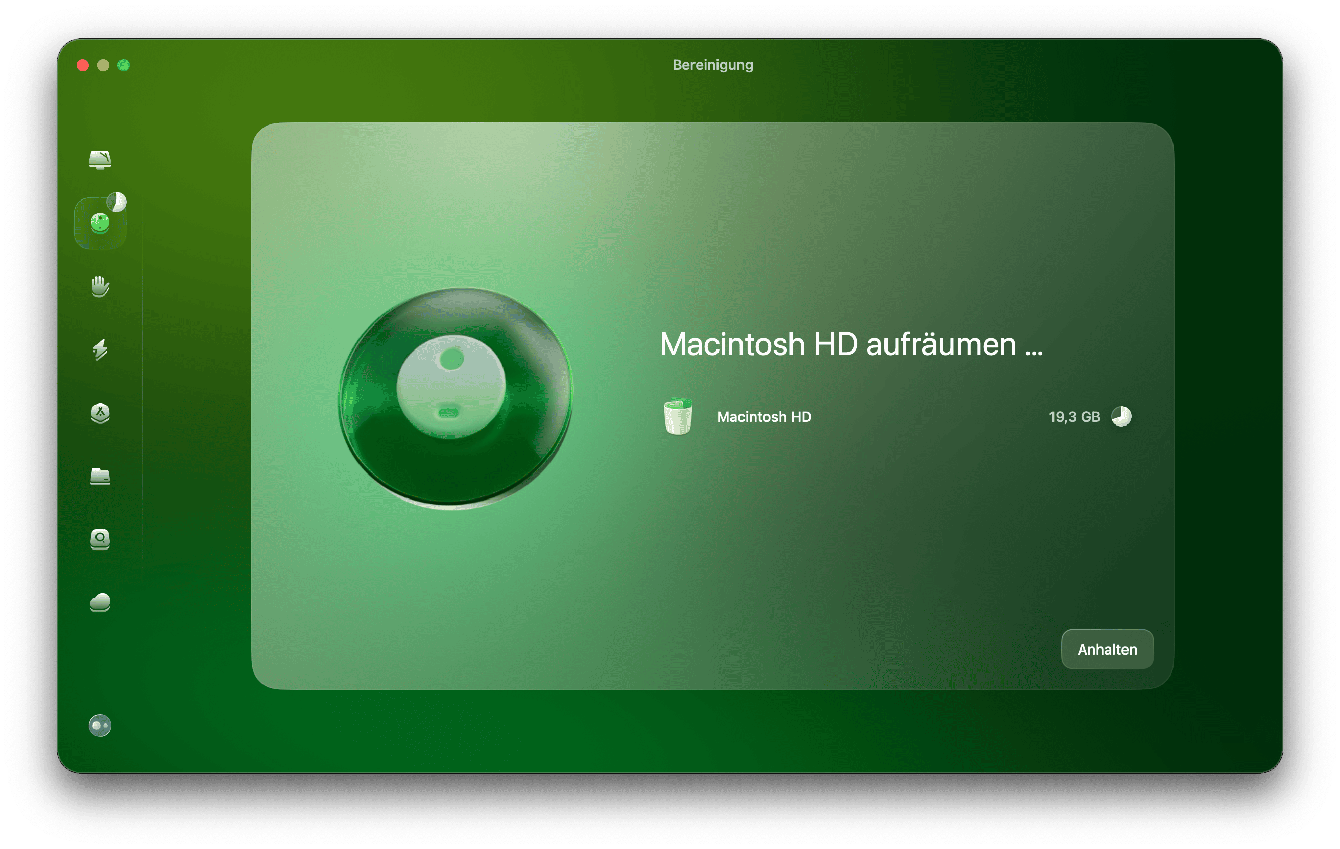 CleanMyMac &ndash; Bereinigungsmodul in der Seitenleiste