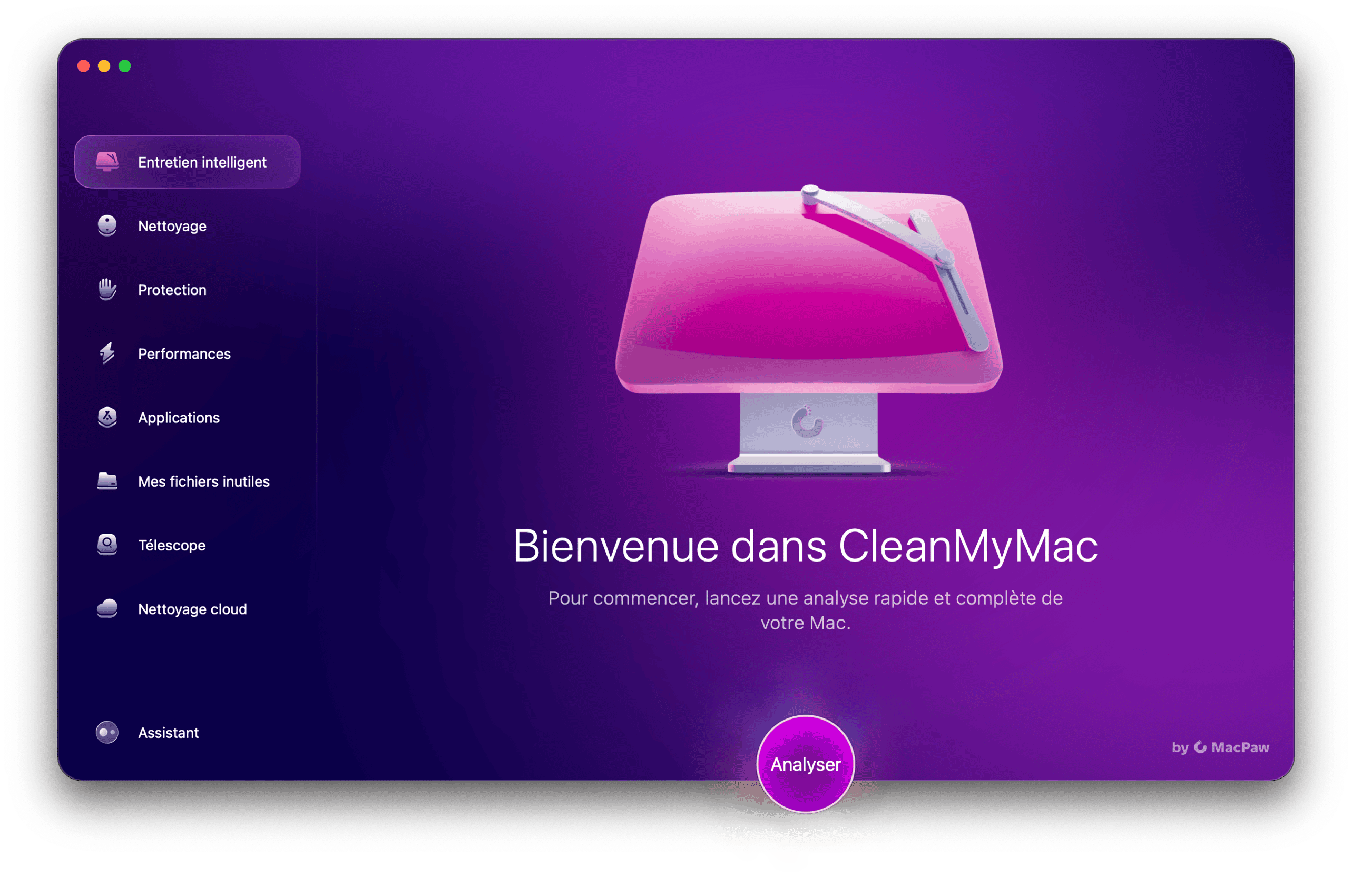 S&eacute;lectionnez Entretien intelligent, puis cliquez sur Analyser