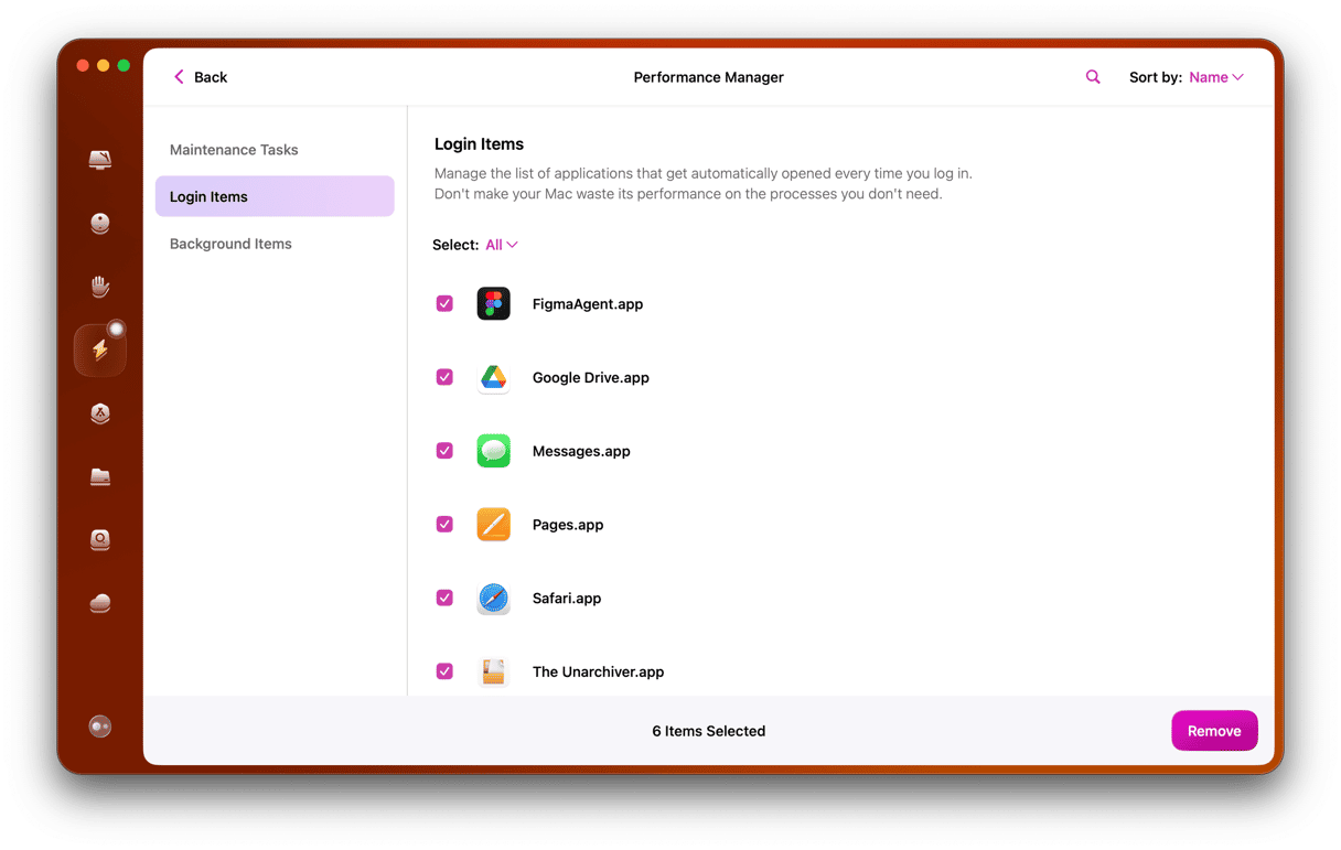 CleanMyMac - Login items