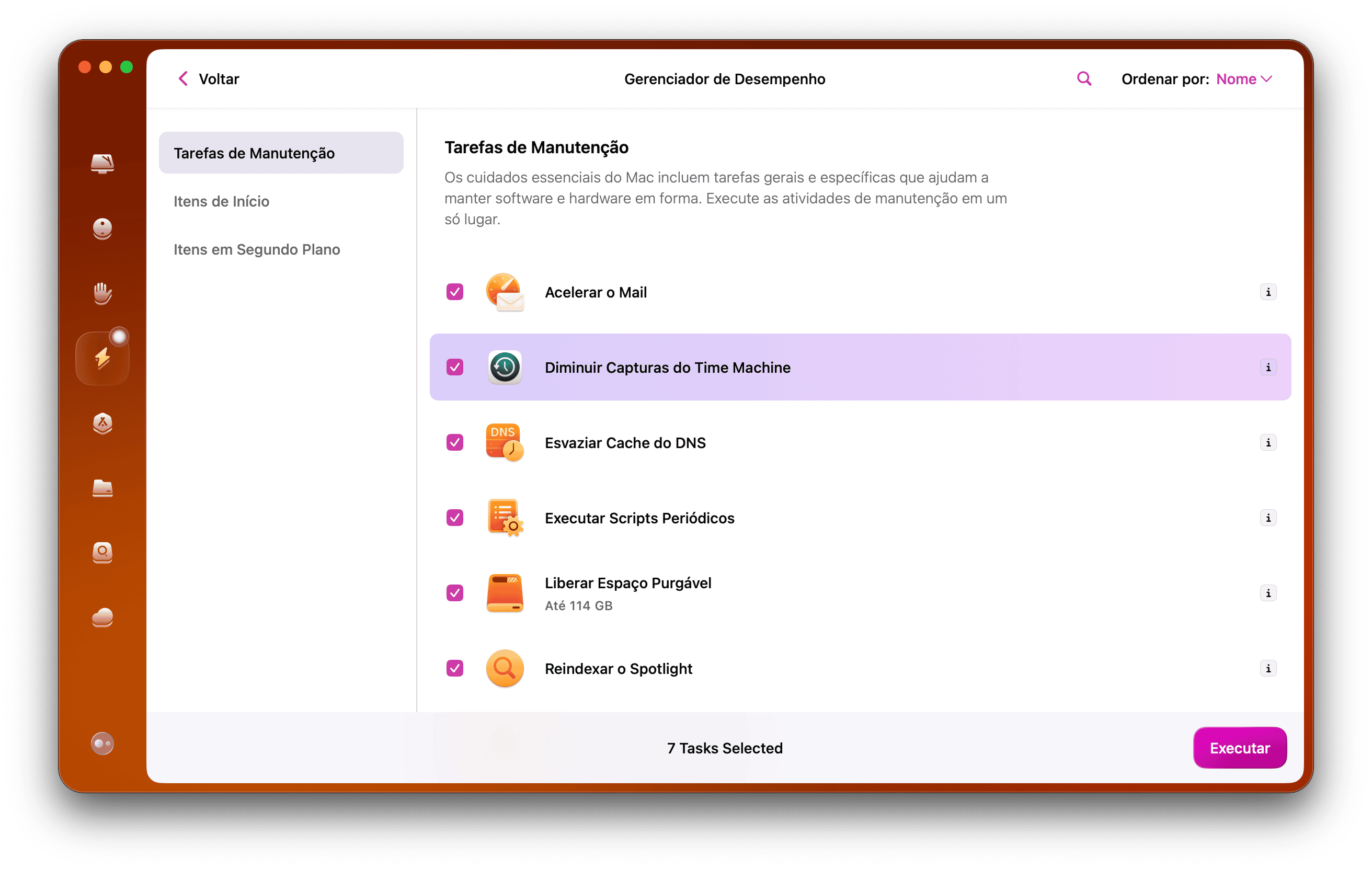 Diminui&ccedil;&atilde;o de capturas do Time Machine