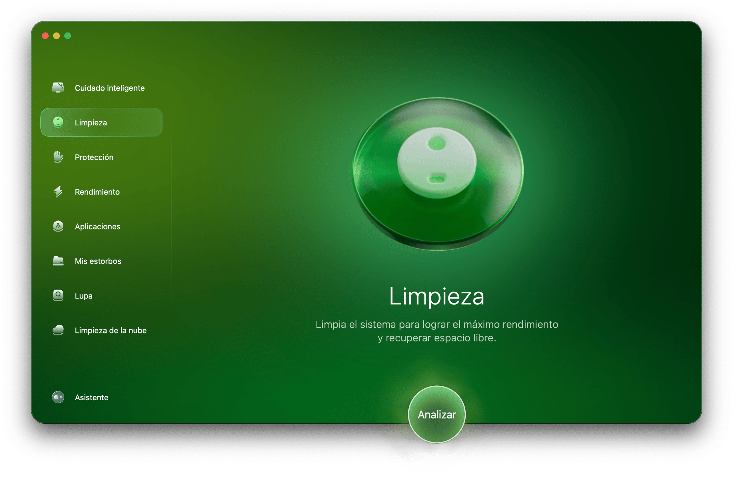 Abre la app y selecciona Limpieza en la barra lateral