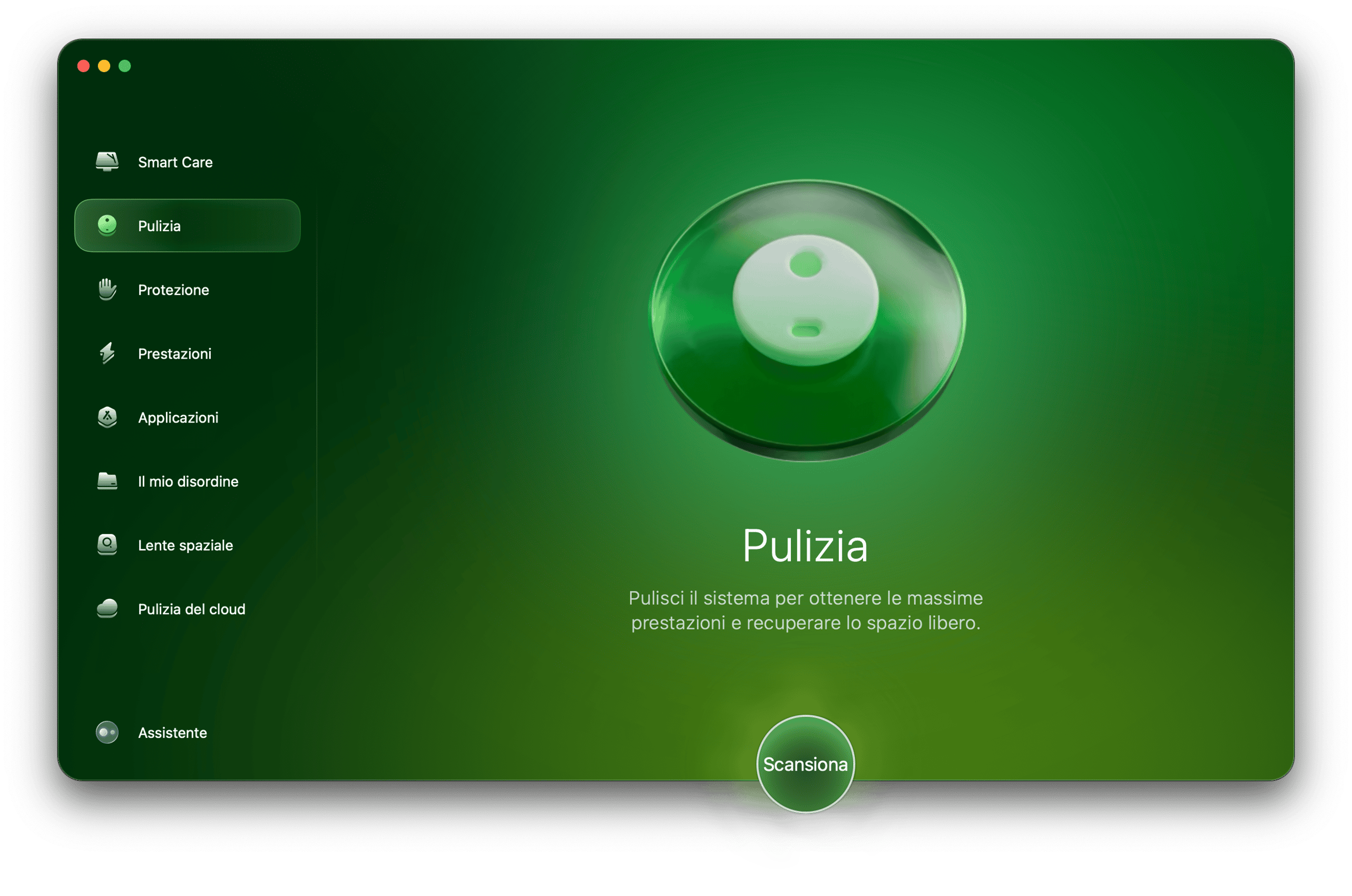 Apri l'app e seleziona Pulizia nella barra laterale