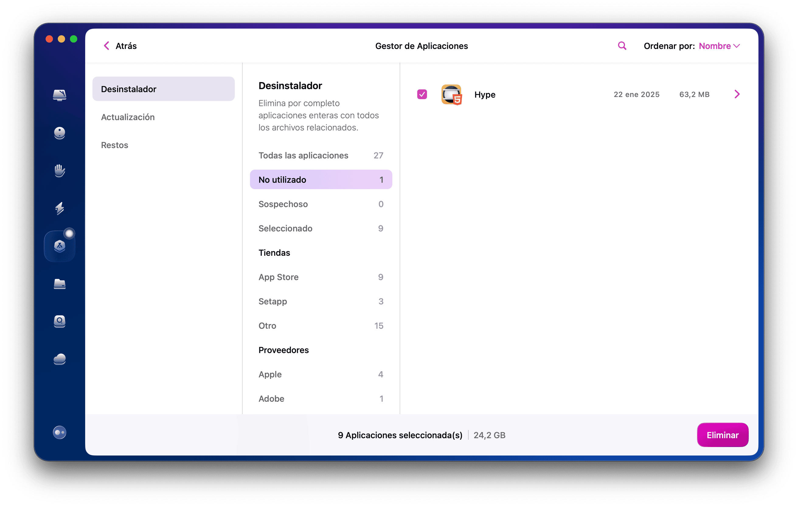 Va al m&oacute;dulo Desinstalador en CleanMyMac