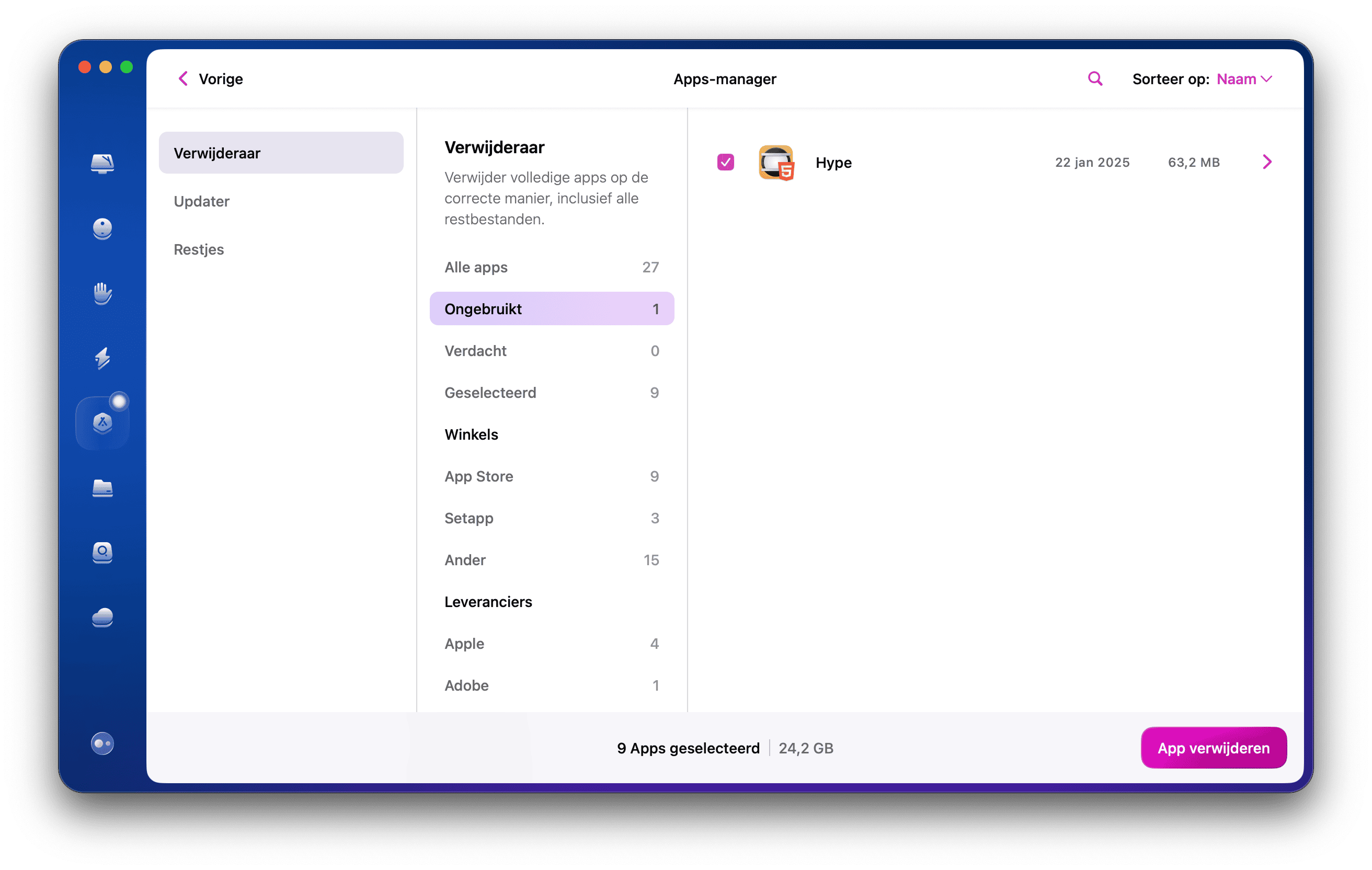 functie Verwijderaar van CleanMyMac