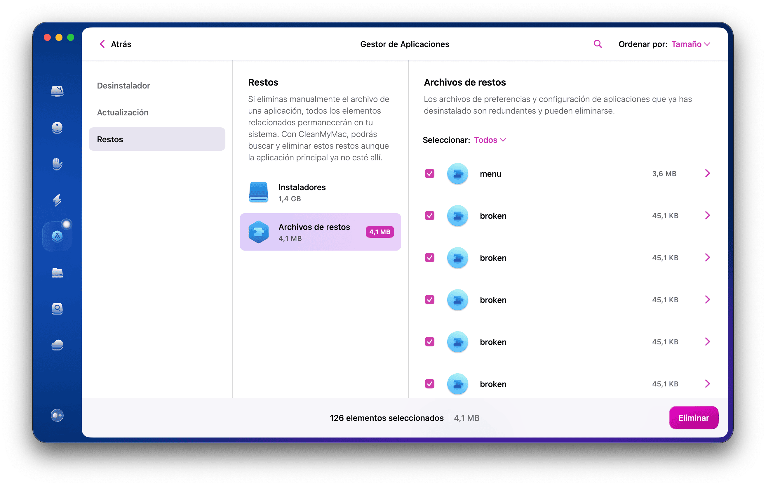CleanMyMac &ndash; Gestionar mis aplicaciones