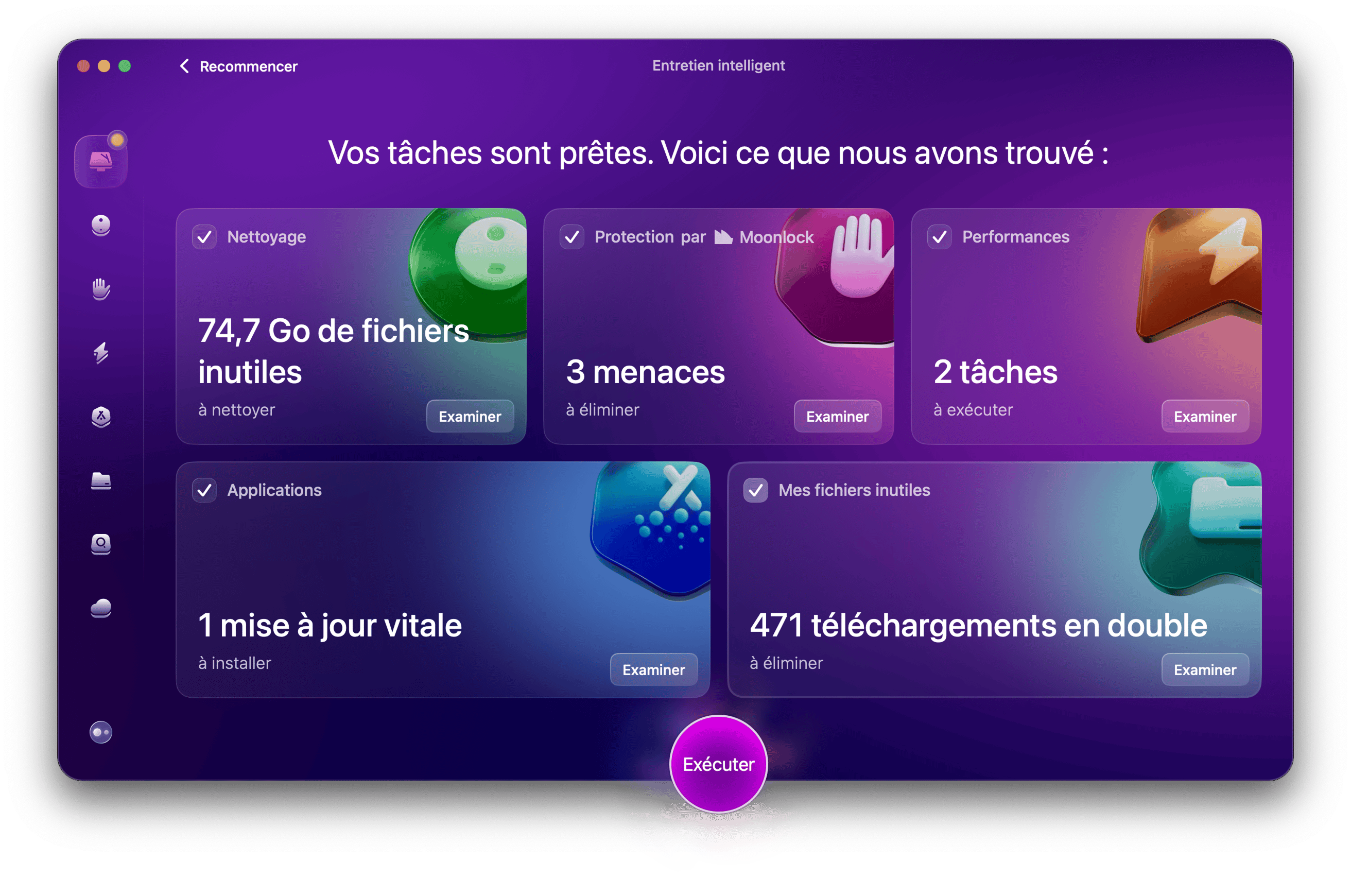 Cliquez sur Smart Care dans la barre lat&eacute;rale, puis sur Analyser
