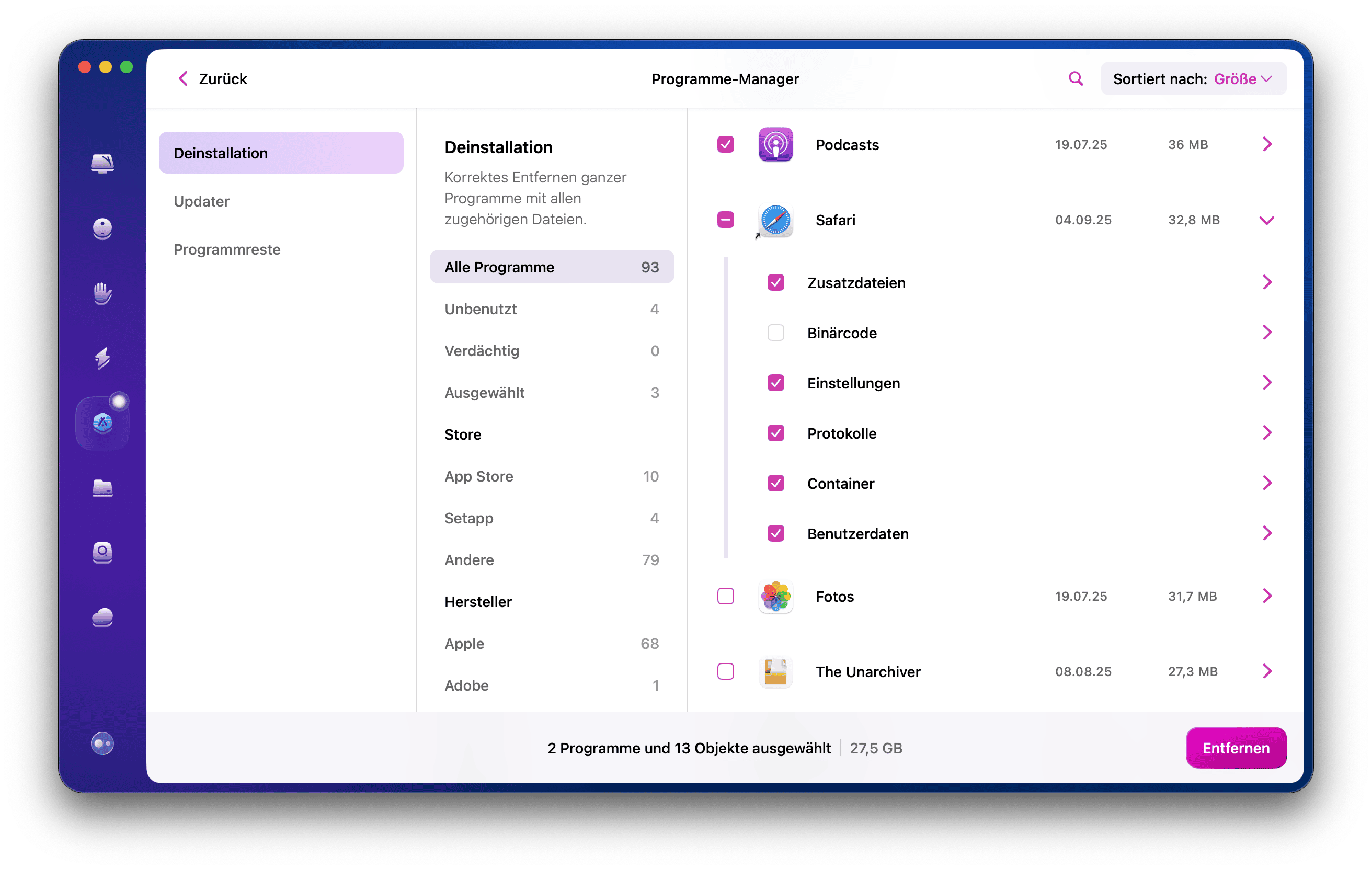 Fehlerhafte Programme zur&uuml;cksetzen