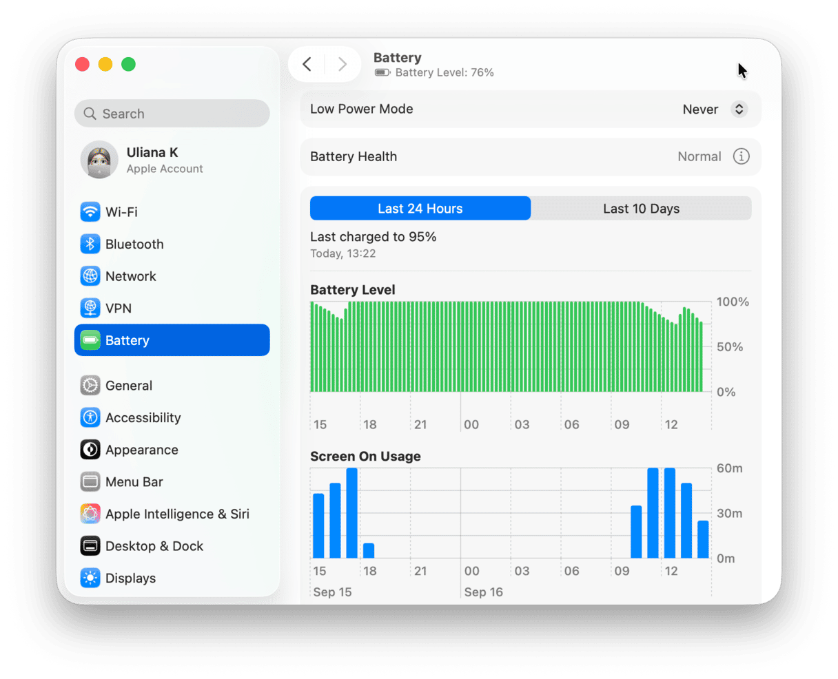 System Preferences - Battery