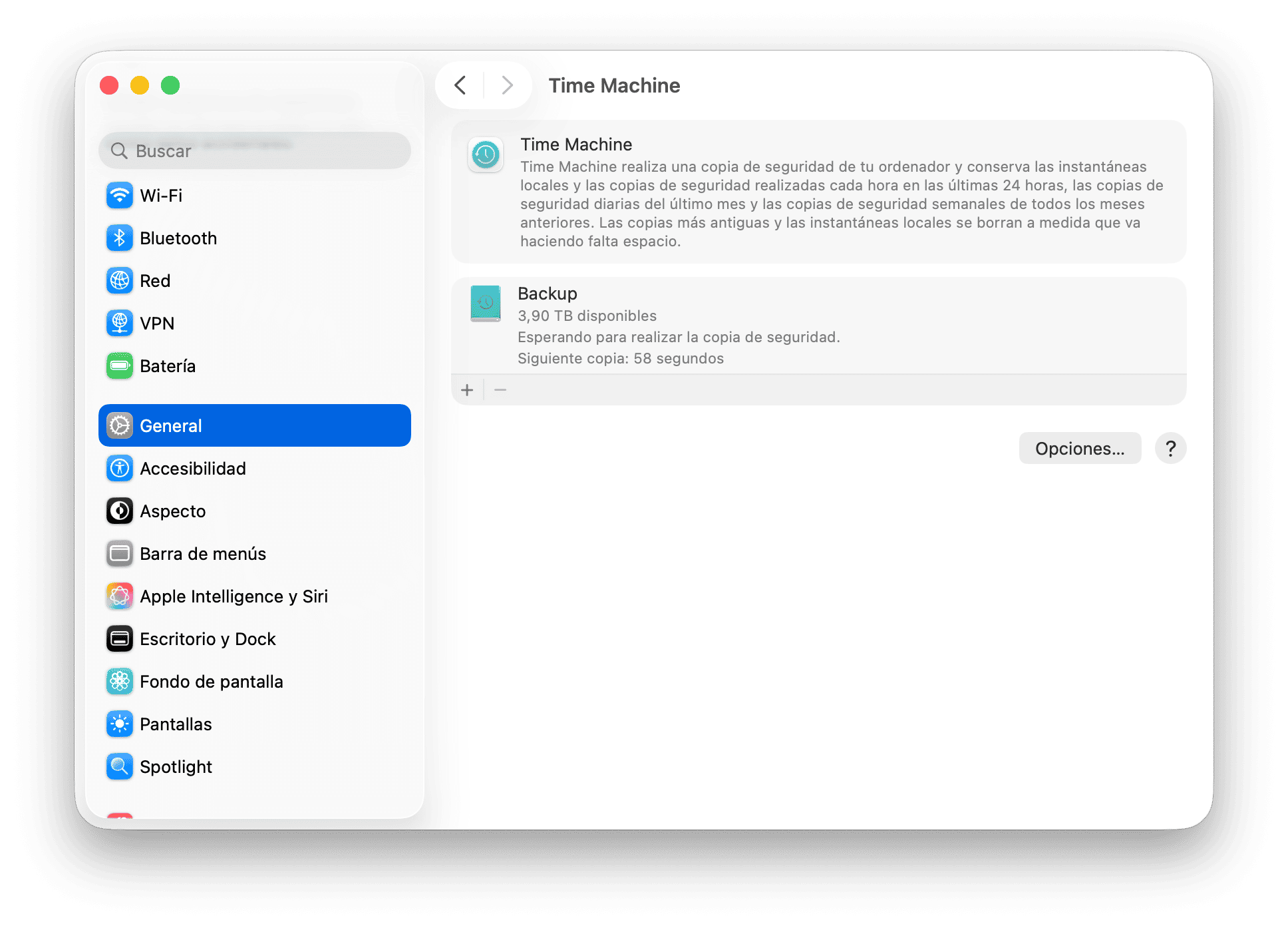 sistema preferencias time machine