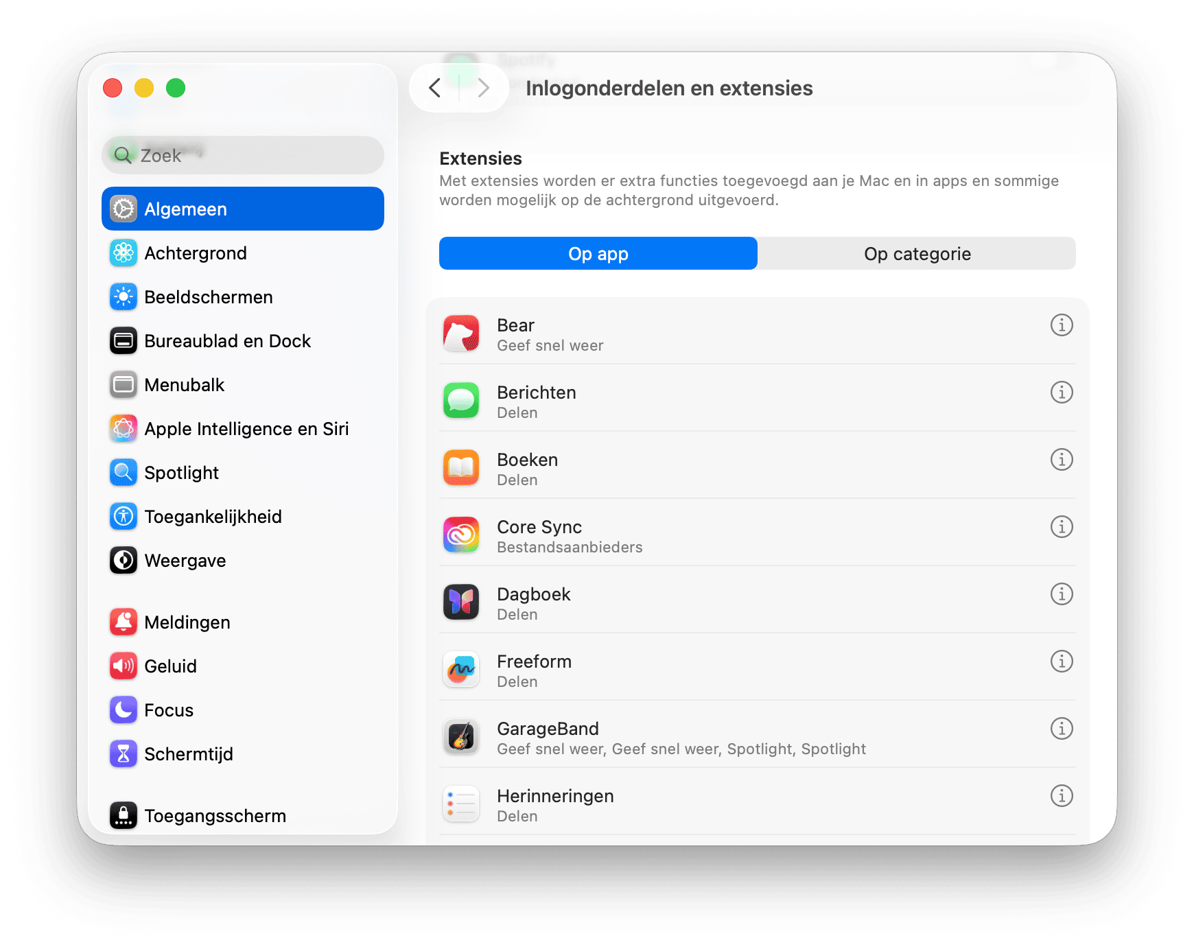 systeem Voorkeuren Extensies