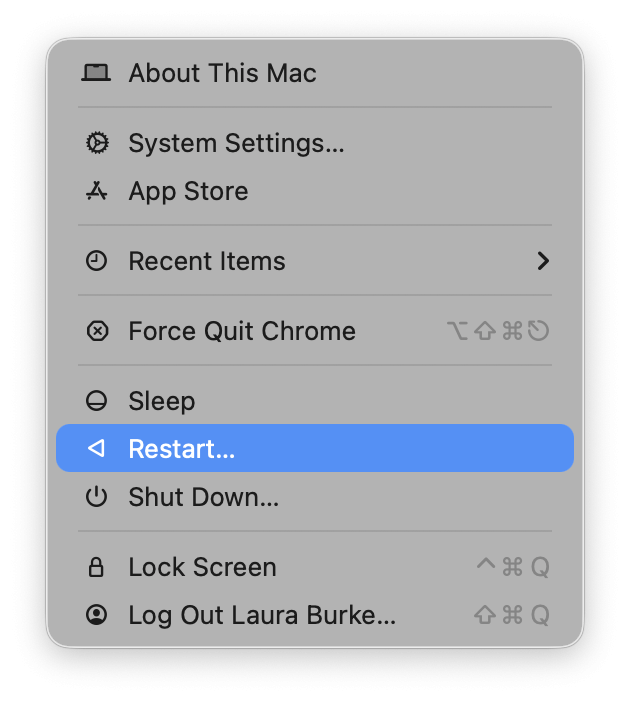 Restart the Mac