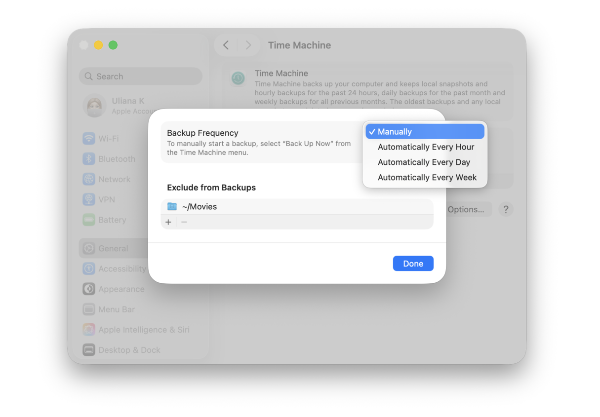 Inaktivera lokala ögonblicksbilder i Time Machine