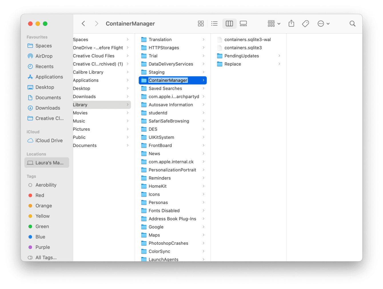 Container manager folder