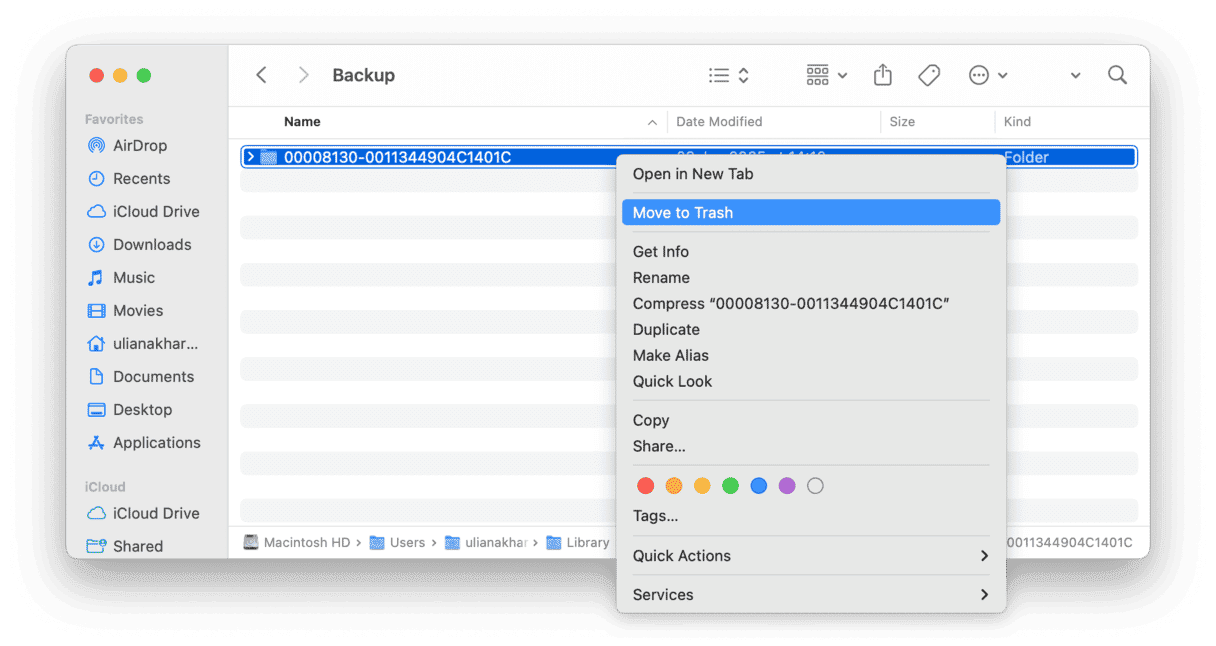 find backups stored on Mac manually