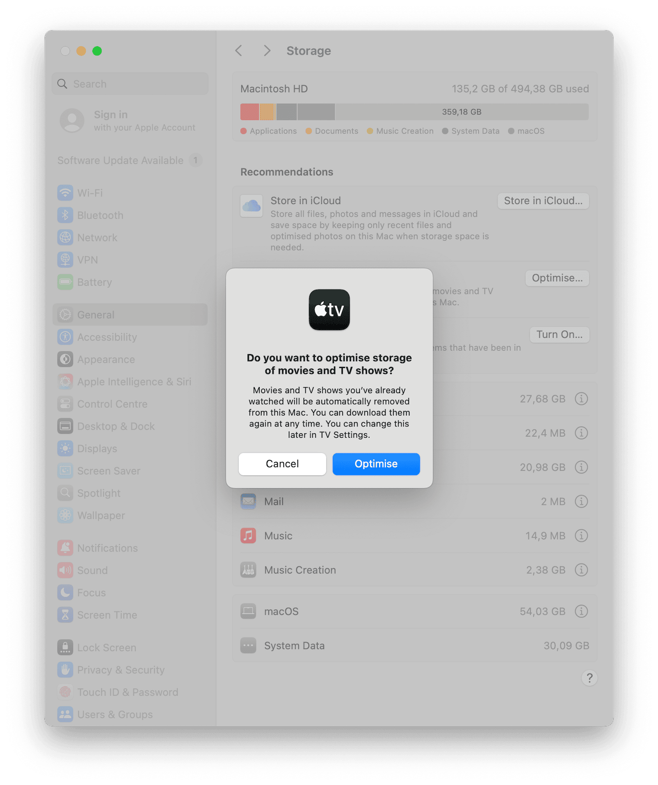Optimize storage with Apple’s recommendations